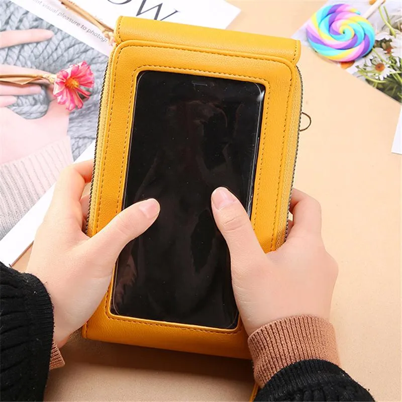 Screen Touch Multiple Compartment Card Slot Crossbody Phone Holder Mini Bag