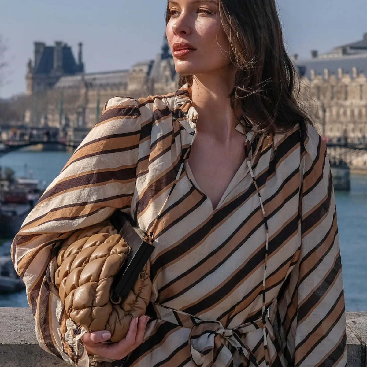Selma Puffy Quilted Clutch (Camel)
