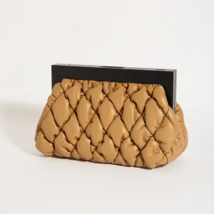 Selma Puffy Quilted Clutch (Camel)
