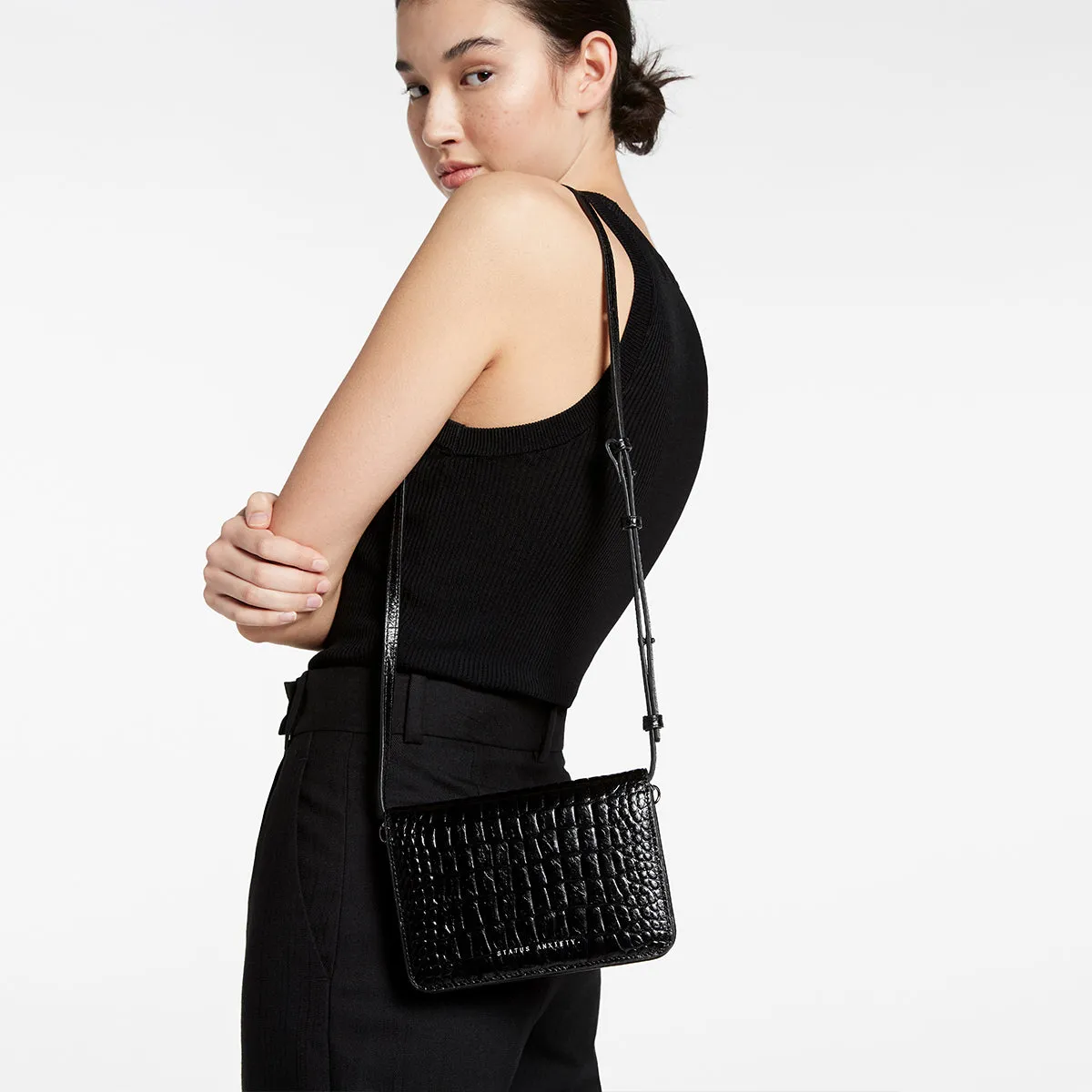She Burns Bag - Black Croc Emboss