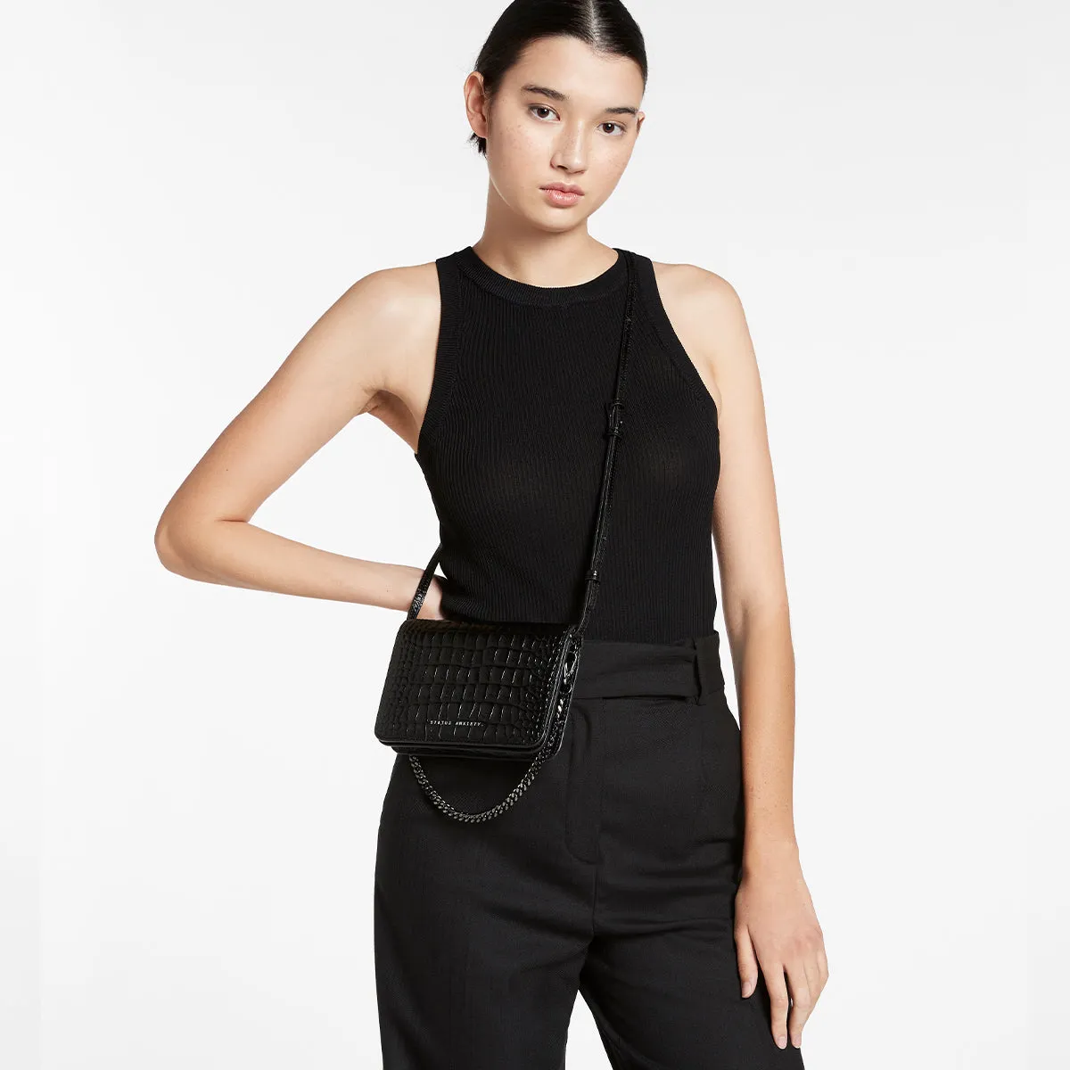 She Burns Bag - Black Croc Emboss