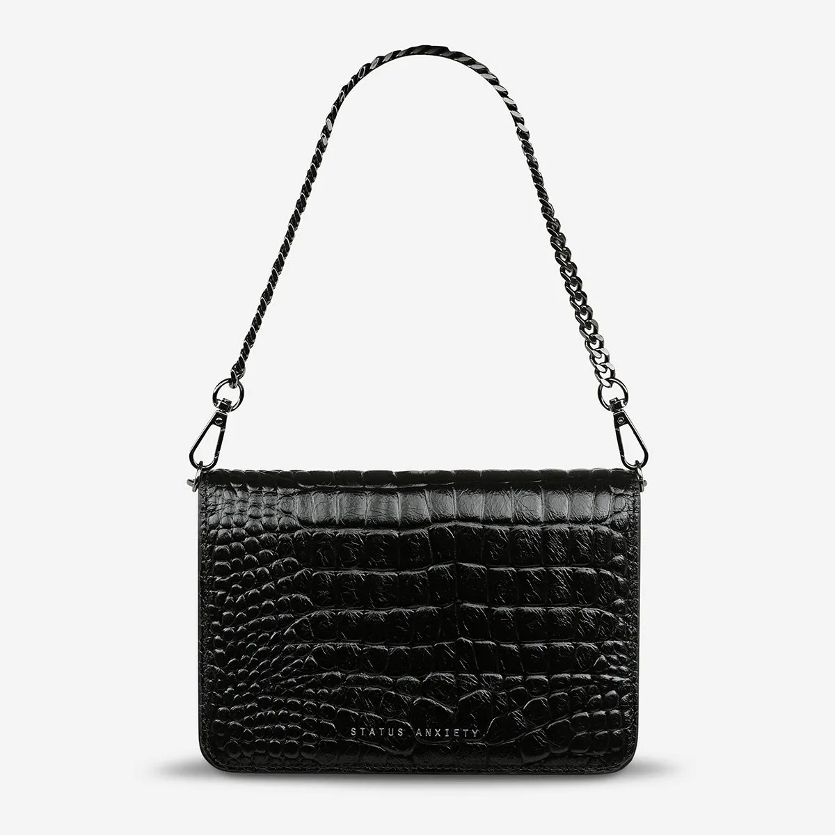 She Burns Bag - Black Croc Emboss