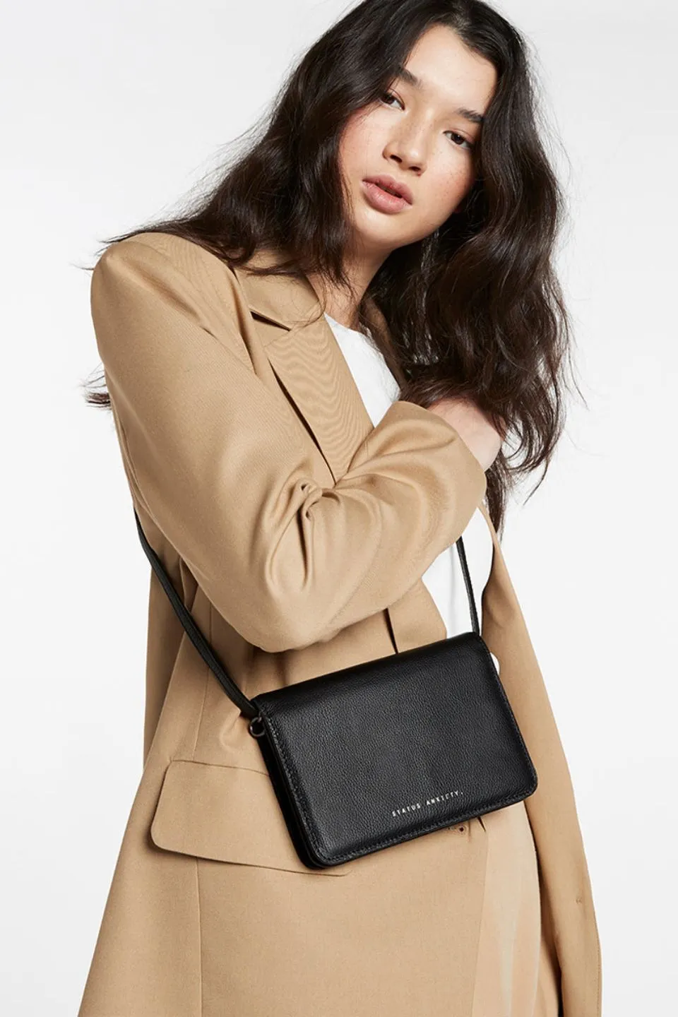 She Burns Black Leather Crossbody Bag