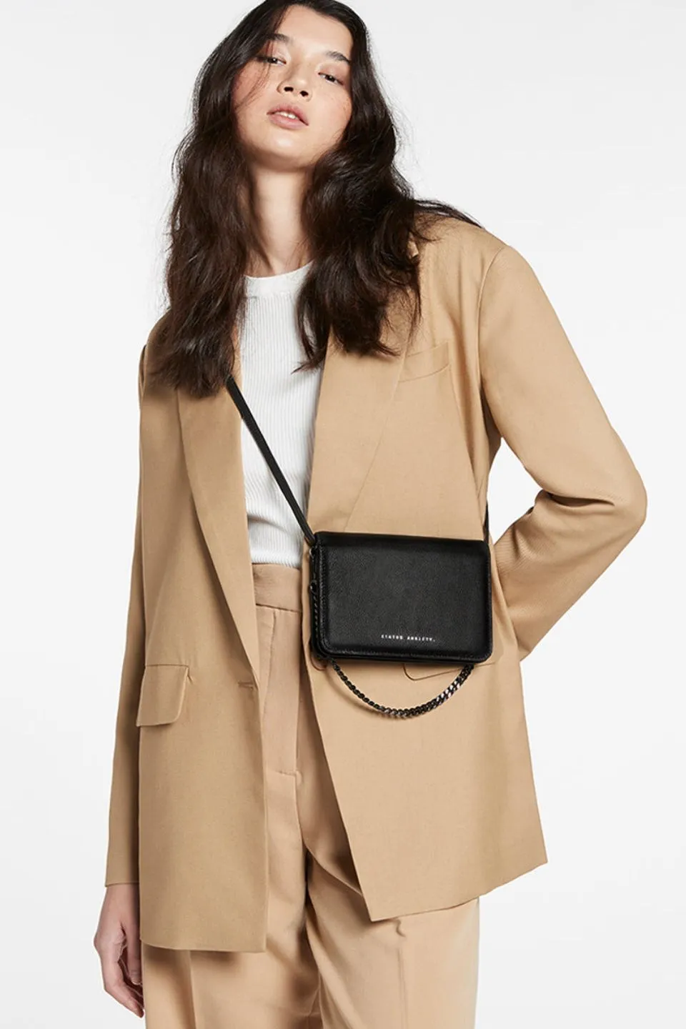 She Burns Black Leather Crossbody Bag