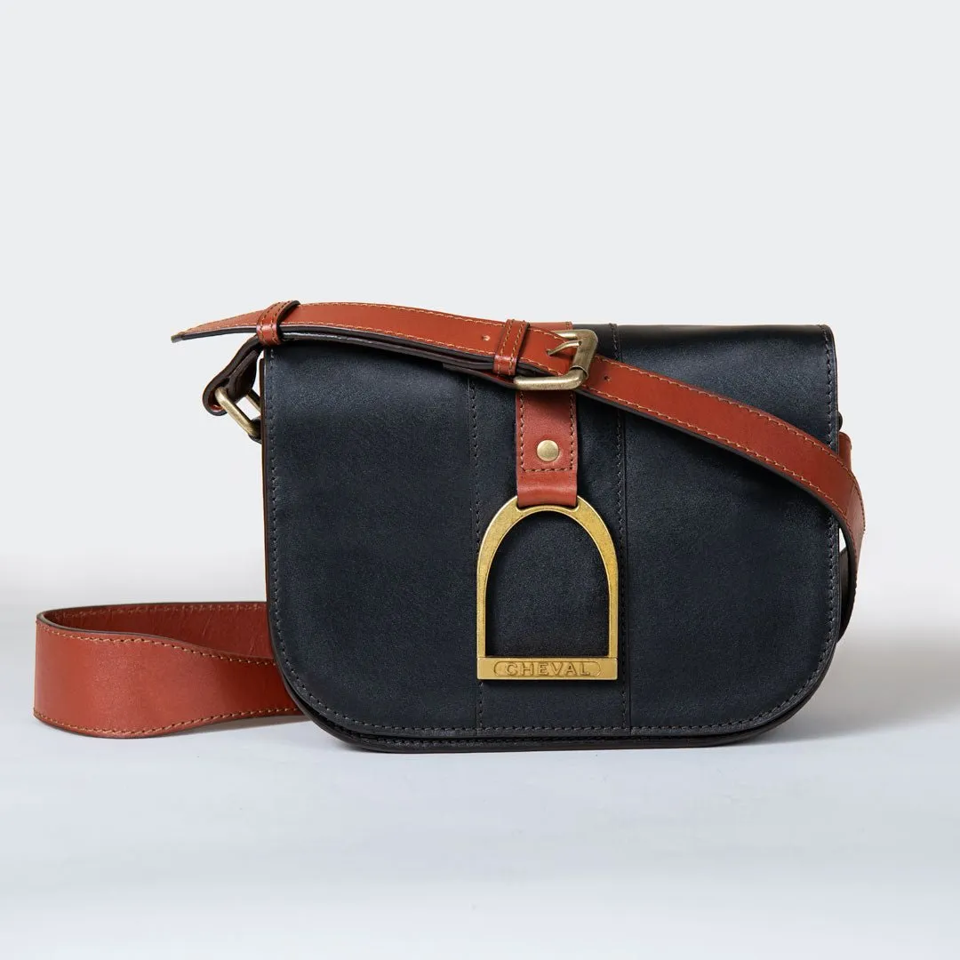 Signature - English Stirrup Crossbody Bag in Two Tone Italian Leather