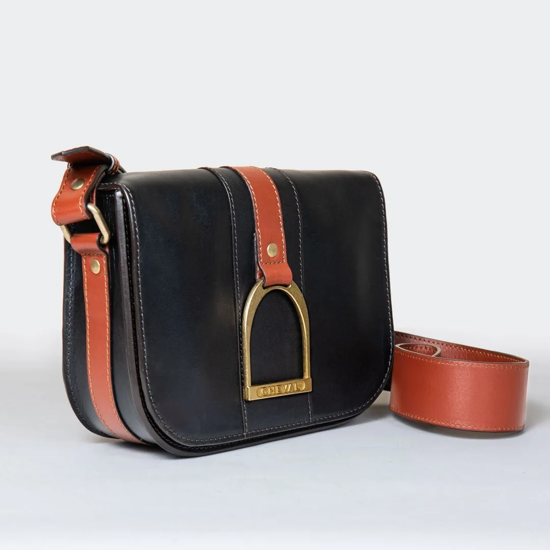 Signature - English Stirrup Crossbody Bag in Two Tone Italian Leather
