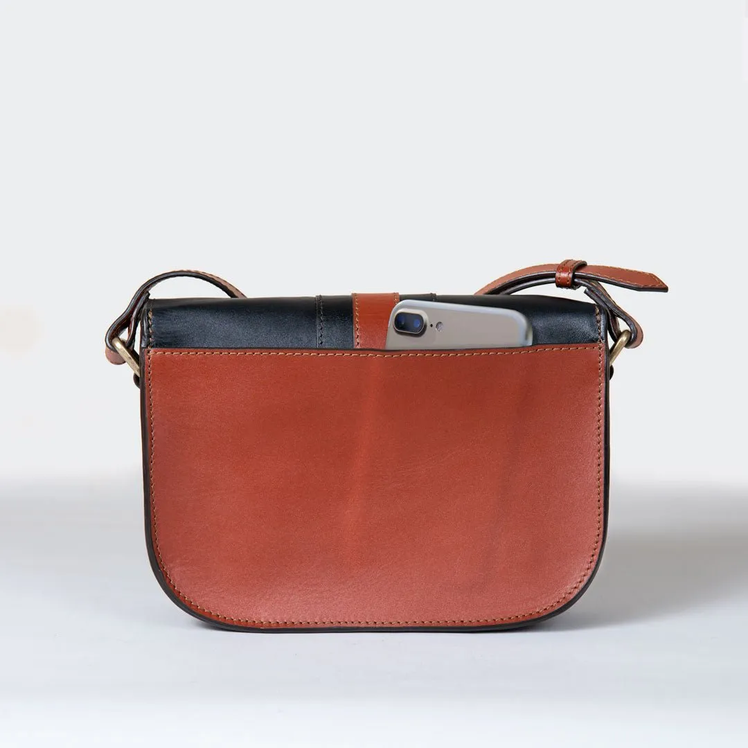 Signature - English Stirrup Crossbody Bag in Two Tone Italian Leather
