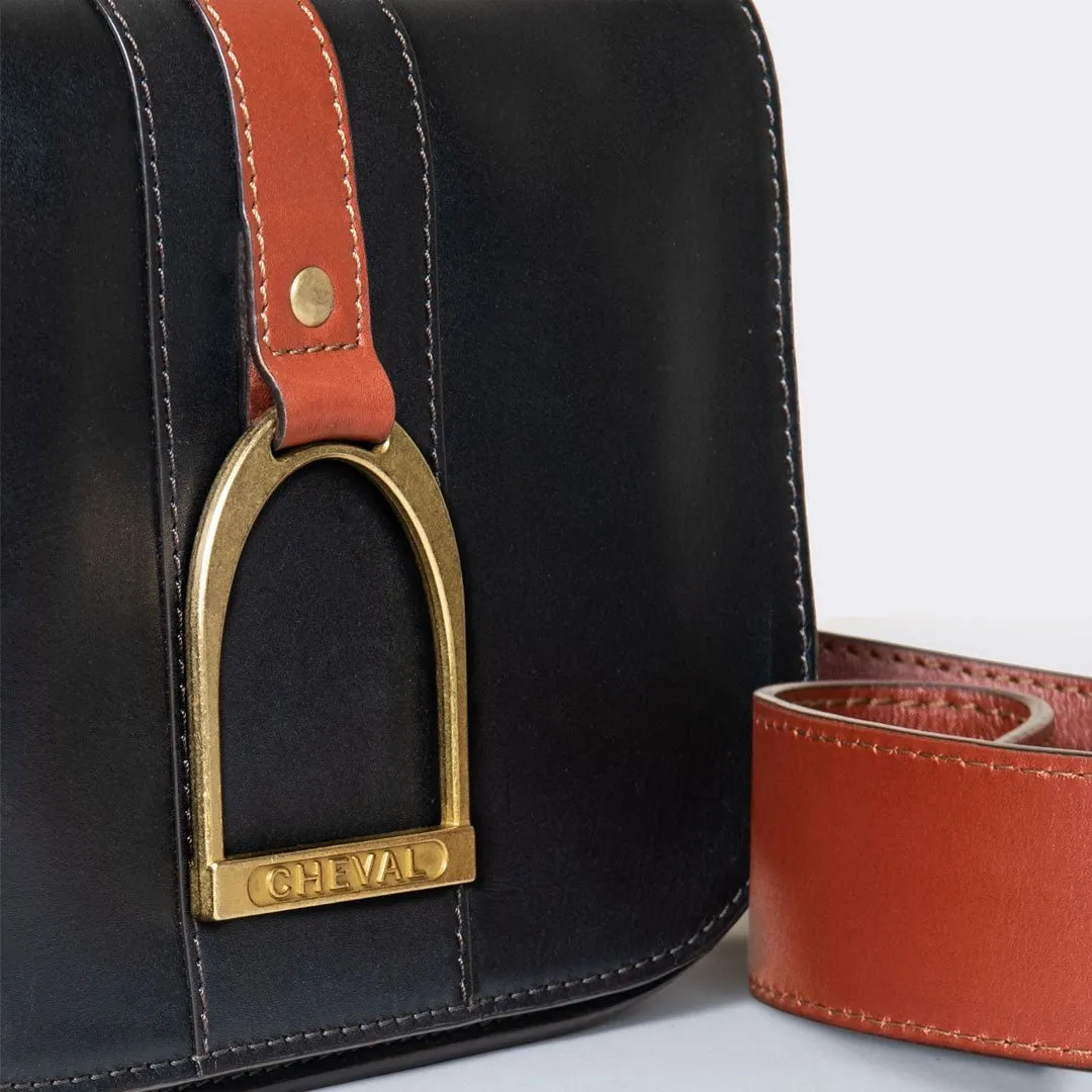 Signature - English Stirrup Crossbody Bag in Two Tone Italian Leather