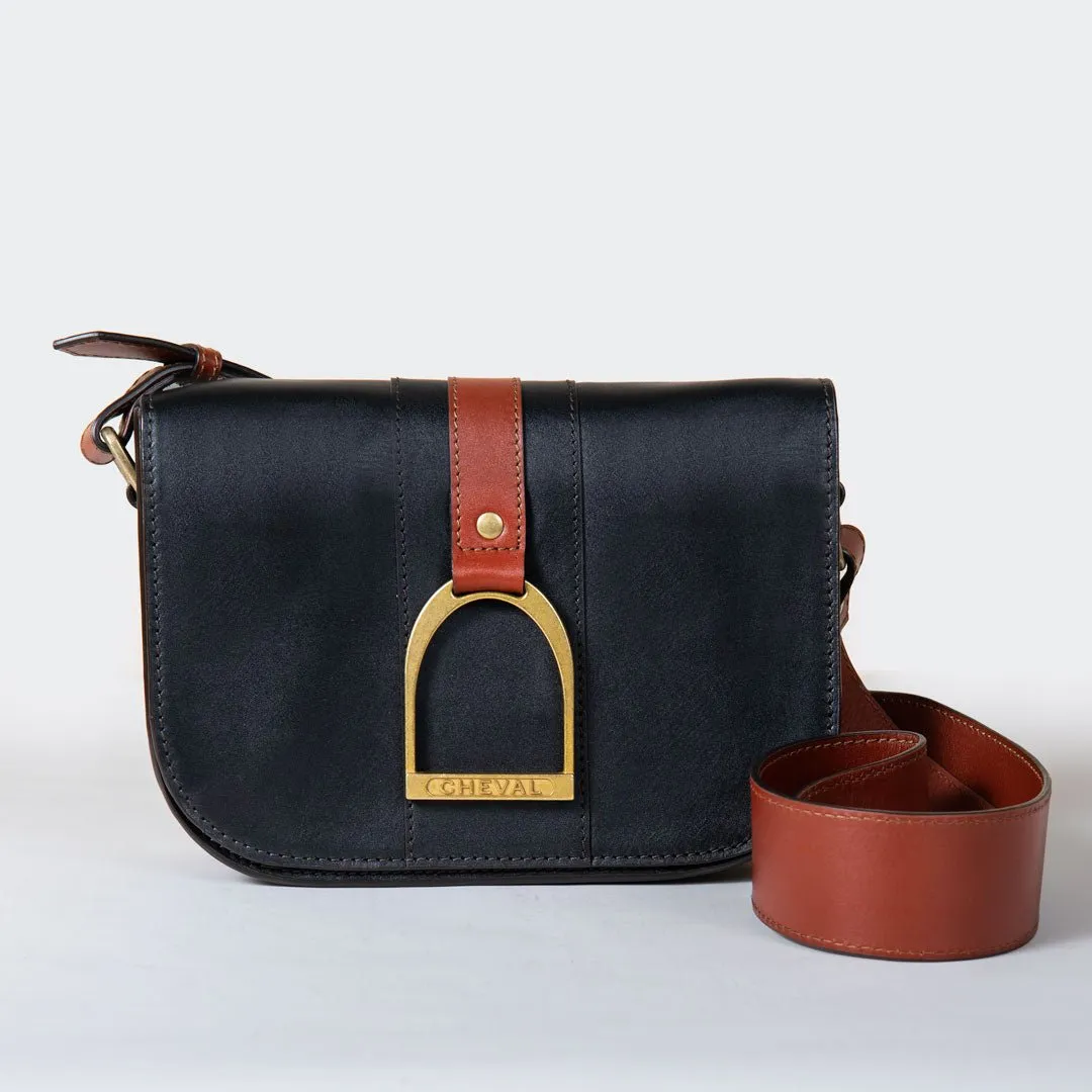 Signature - English Stirrup Crossbody Bag in Two Tone Italian Leather