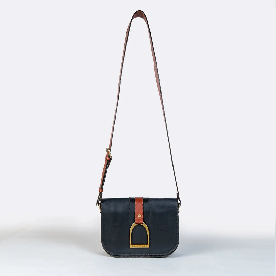 Signature - English Stirrup Crossbody Bag in Two Tone Italian Leather