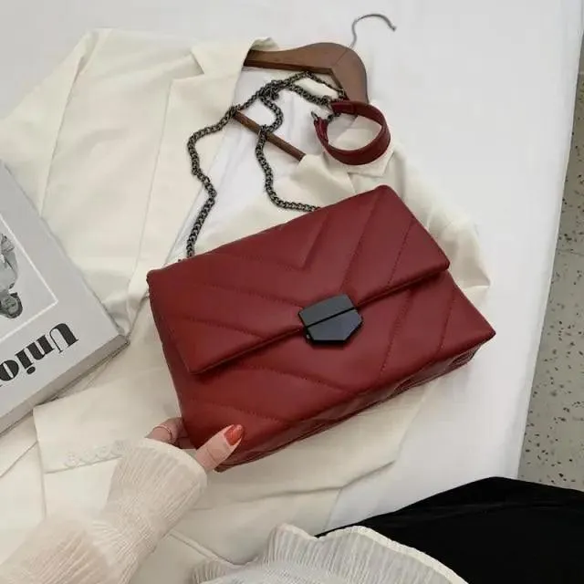 Sizzling Embroidery Thread Small PU Leather Crossbody Bags For Women And Girls Trending Female Shoulder Handbags