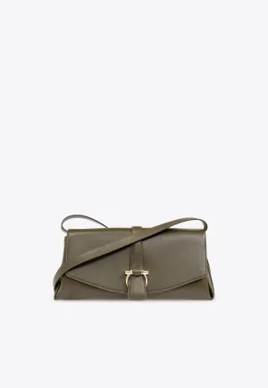 Small Front-Flap Leather Crossbody Bag
