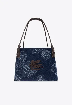 Small Libra Jacquard Denim Tote Bag