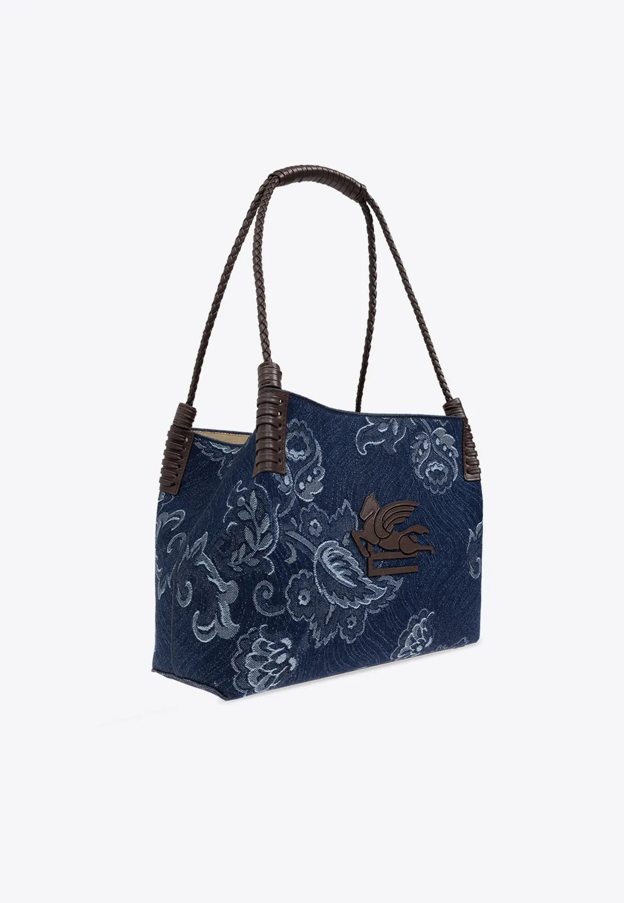 Small Libra Jacquard Denim Tote Bag