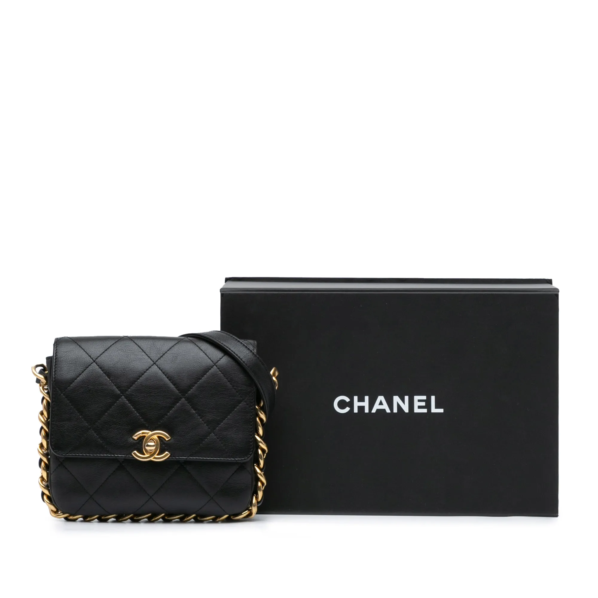 Small Quilted Calfskin Framing Chain Flap