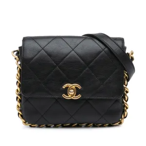 Small Quilted Calfskin Framing Chain Flap