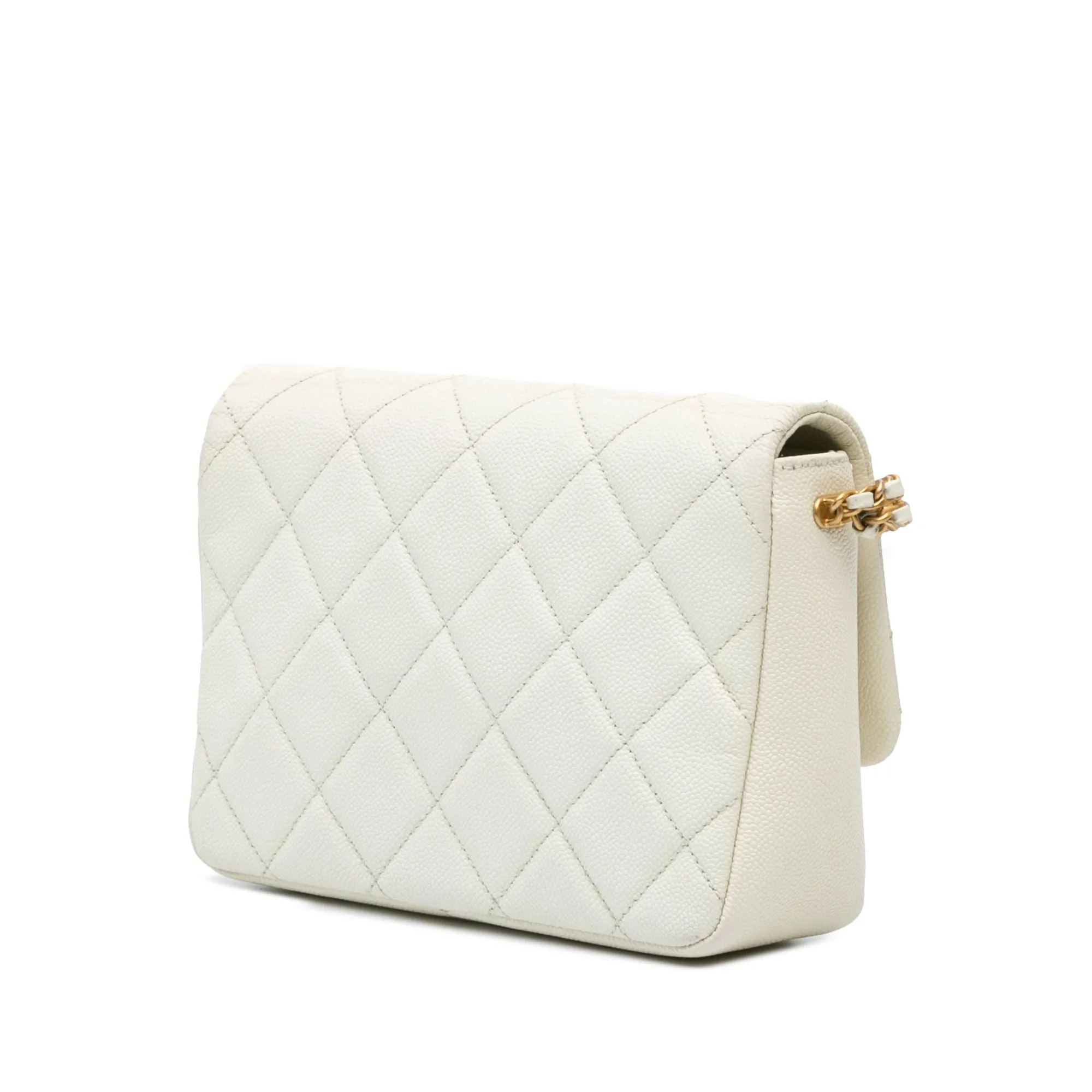 Small Quilted Caviar Chain Melody Flap