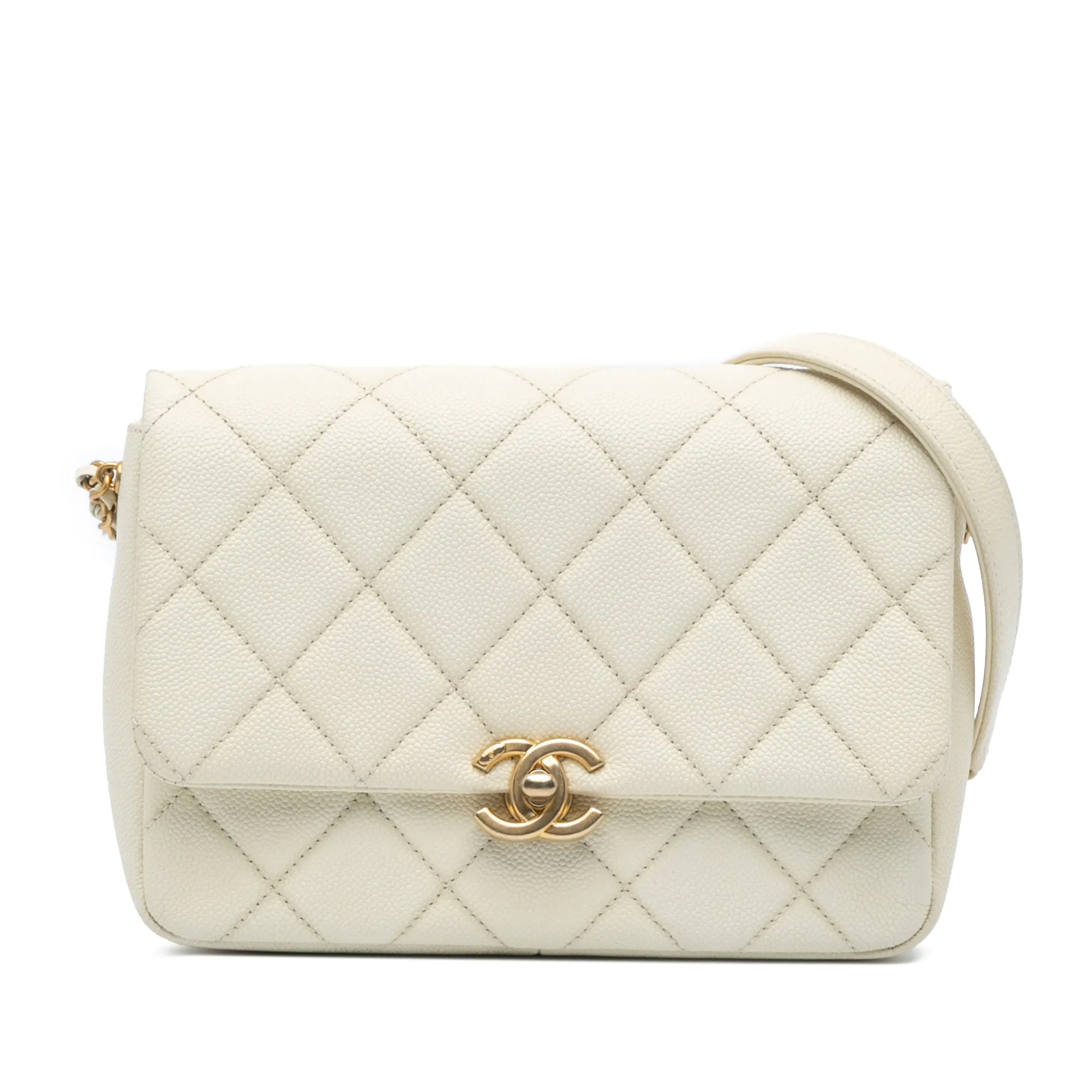 Small Quilted Caviar Chain Melody Flap
