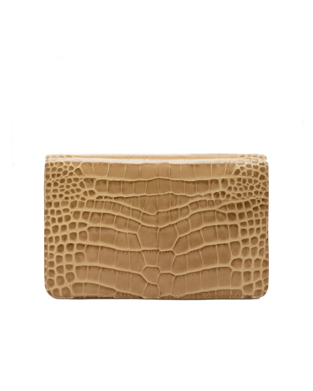 Small Stamped Crocodile Shoulder Bag in Beige