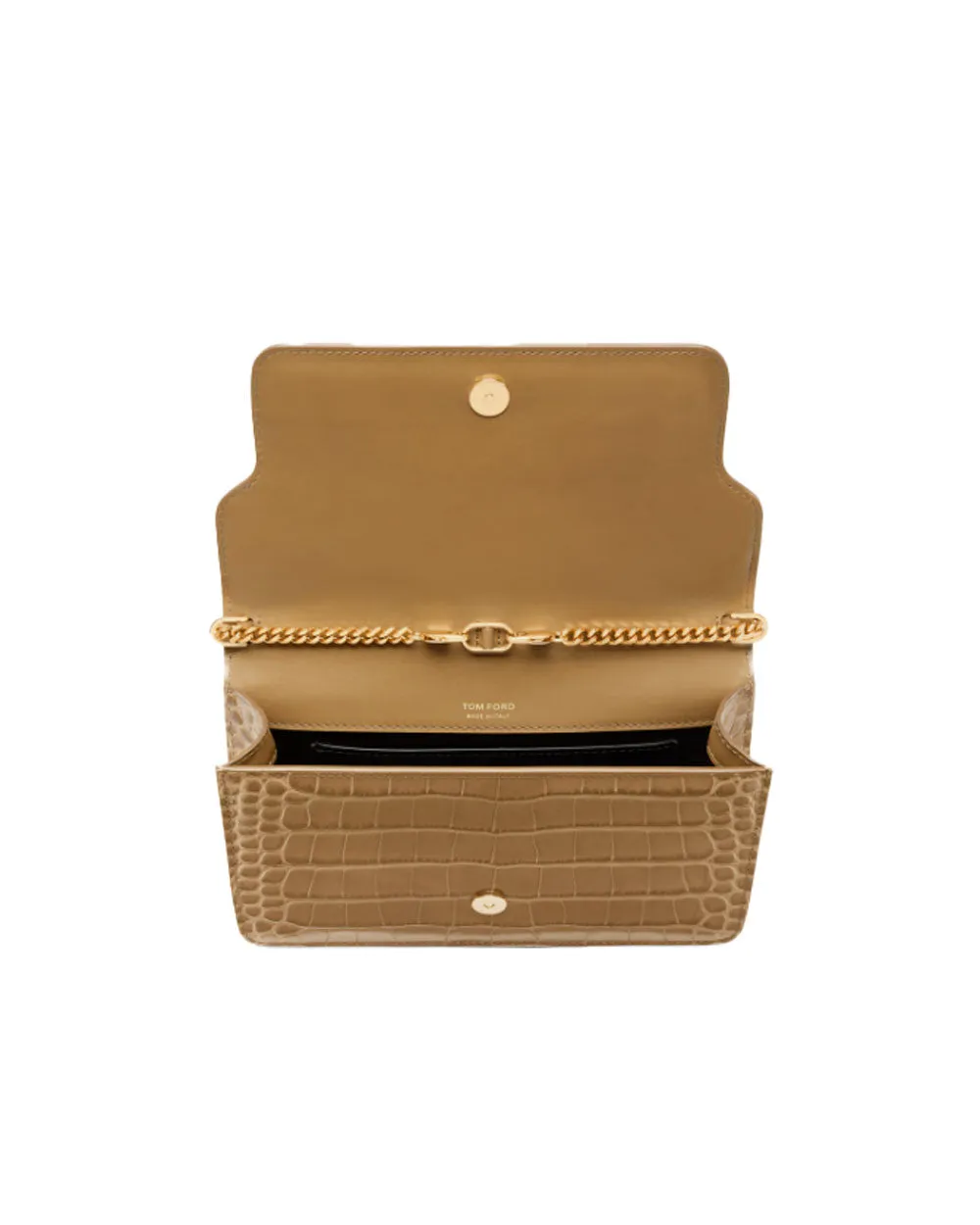 Small Stamped Crocodile Shoulder Bag in Beige