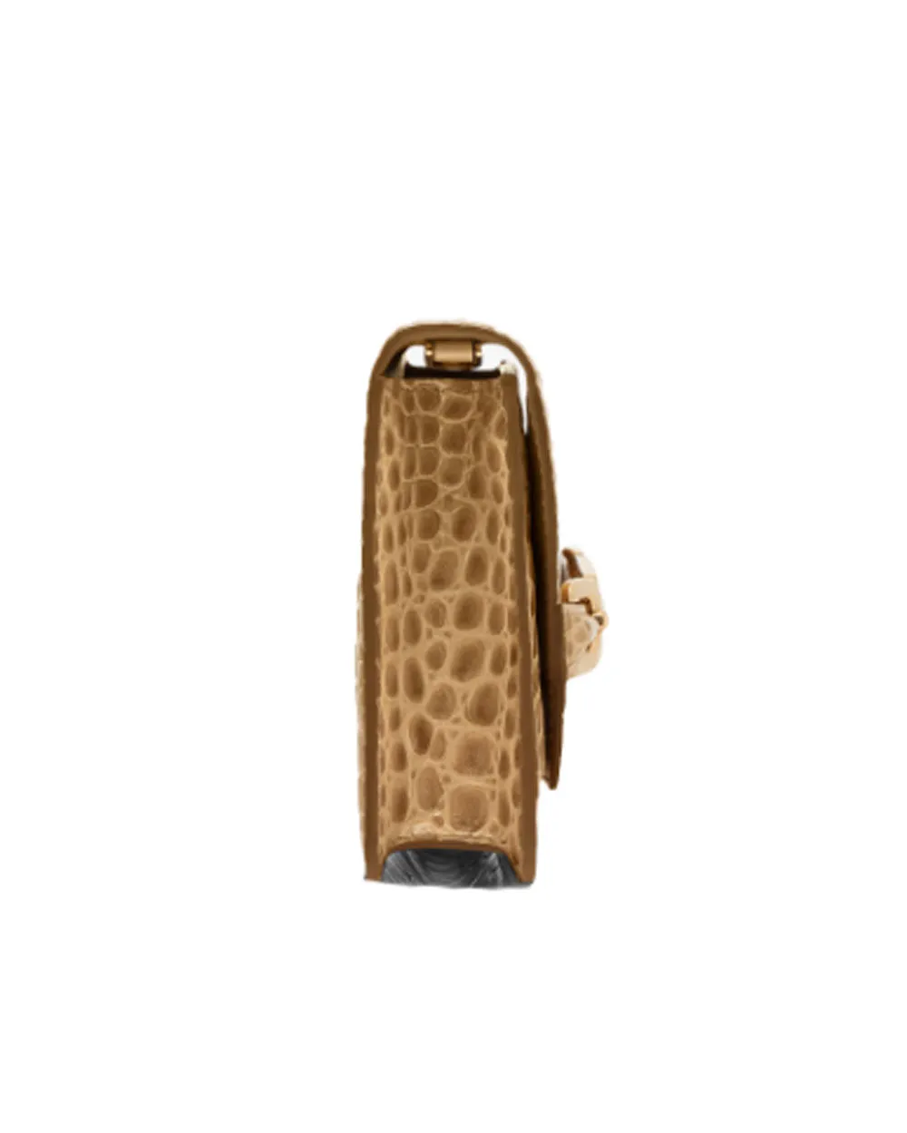 Small Stamped Crocodile Shoulder Bag in Beige
