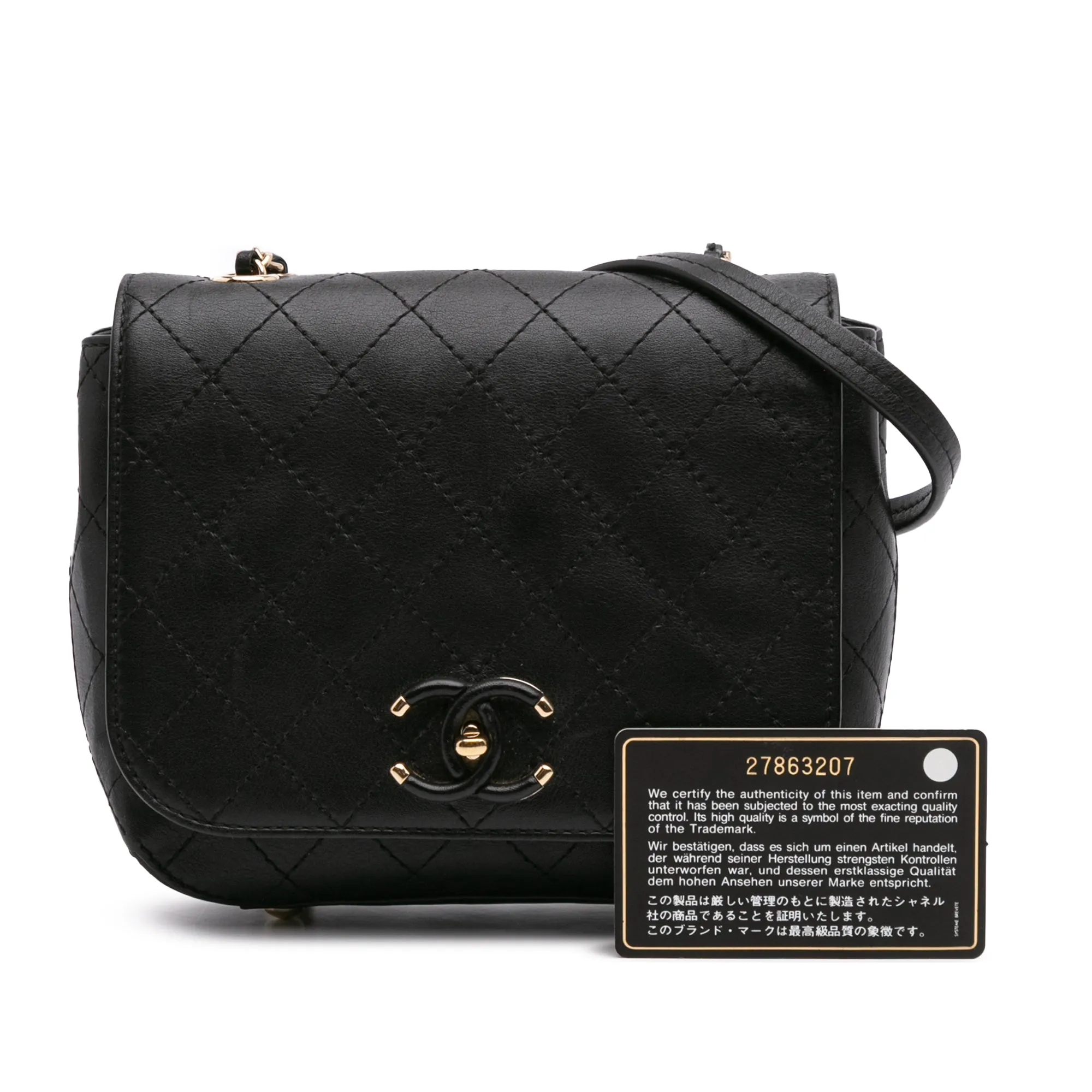 Small Stitched Calfskin Covered CC Flap