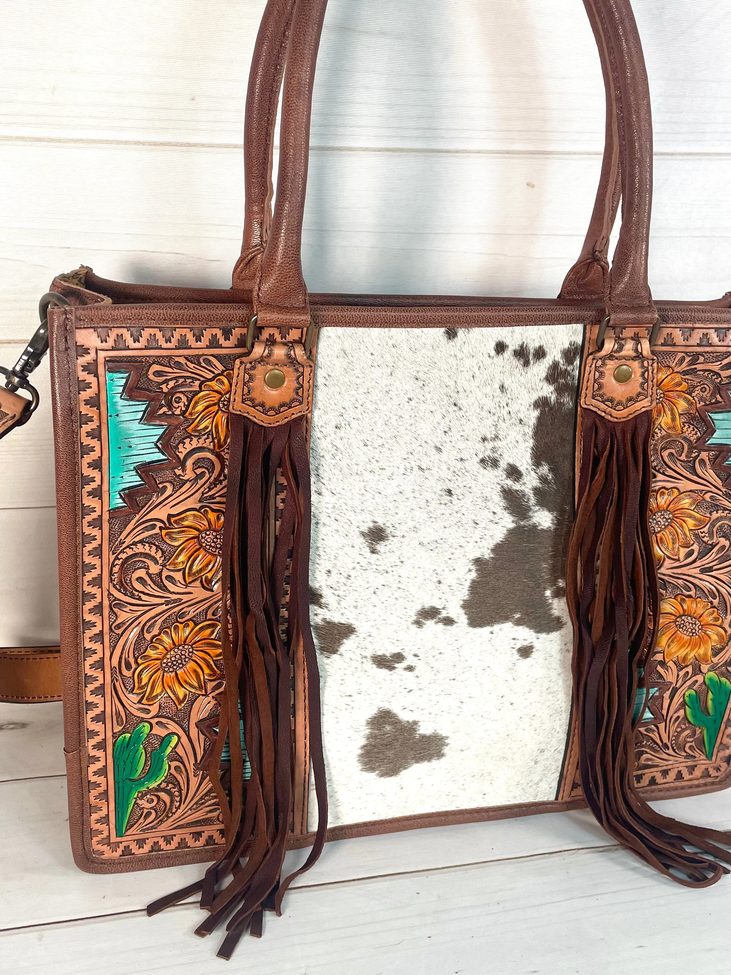 Southwest Prescott Cowhide Leather Tote