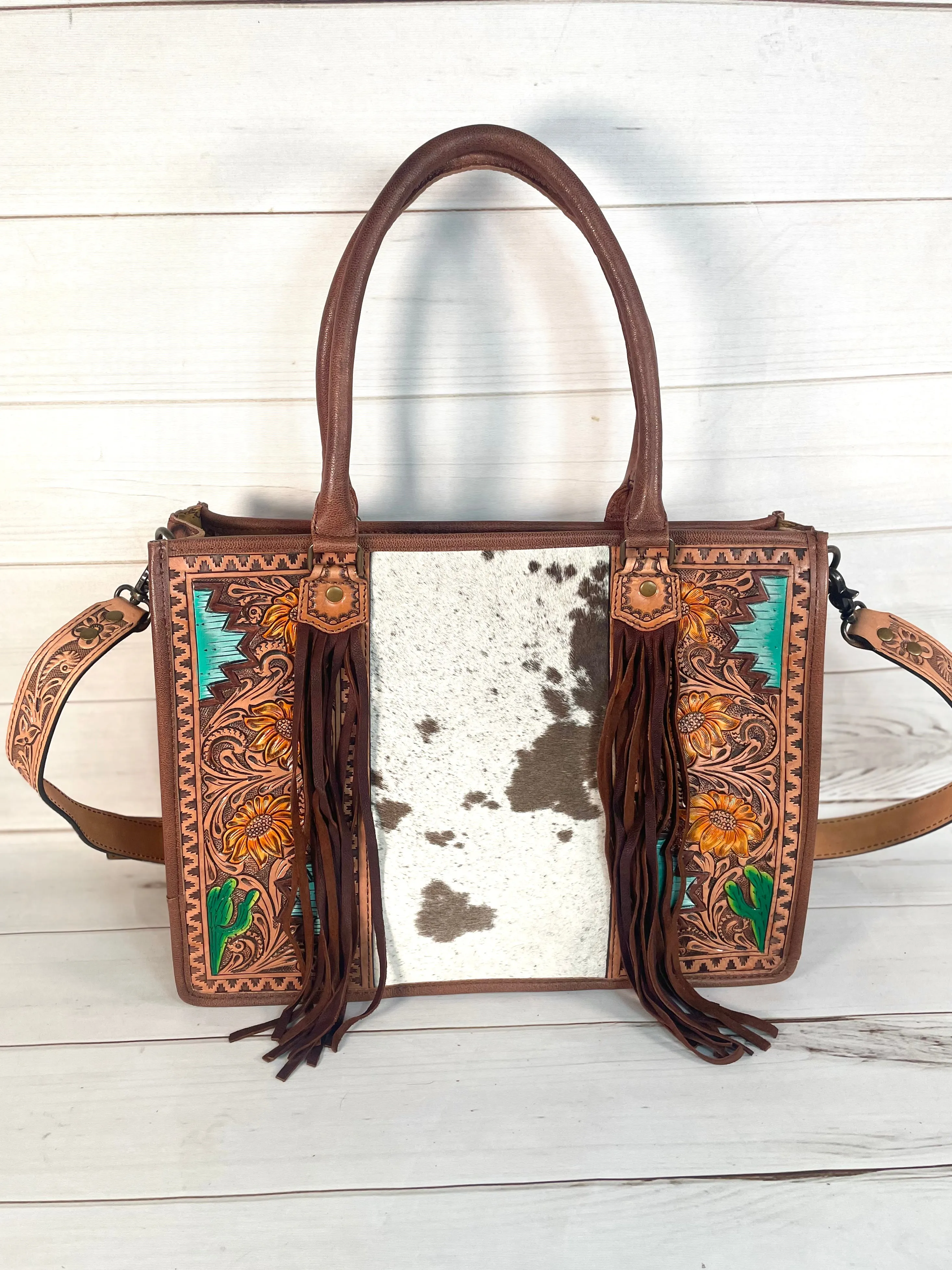Southwest Prescott Cowhide Leather Tote