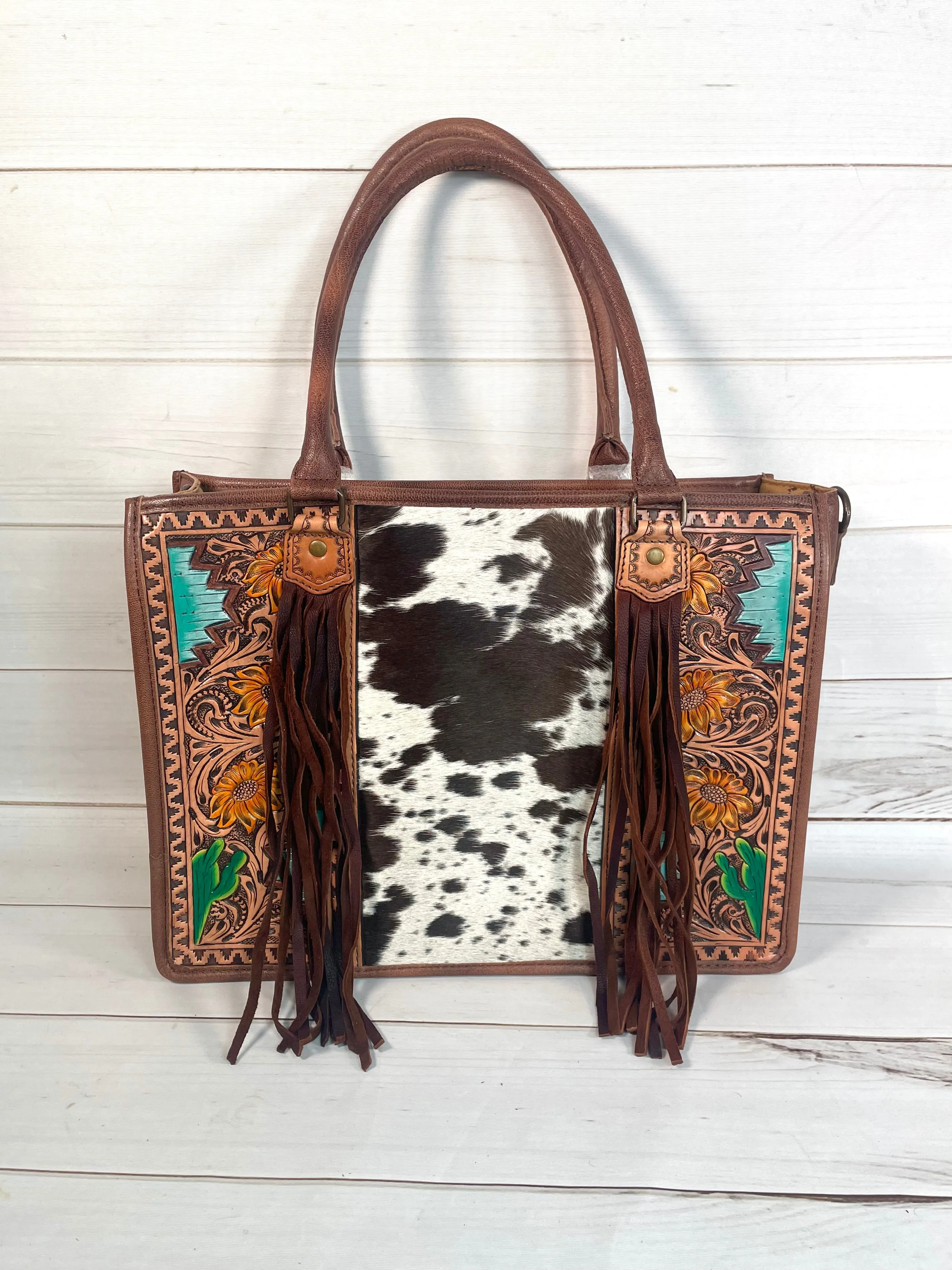 Southwest Prescott Cowhide Leather Tote