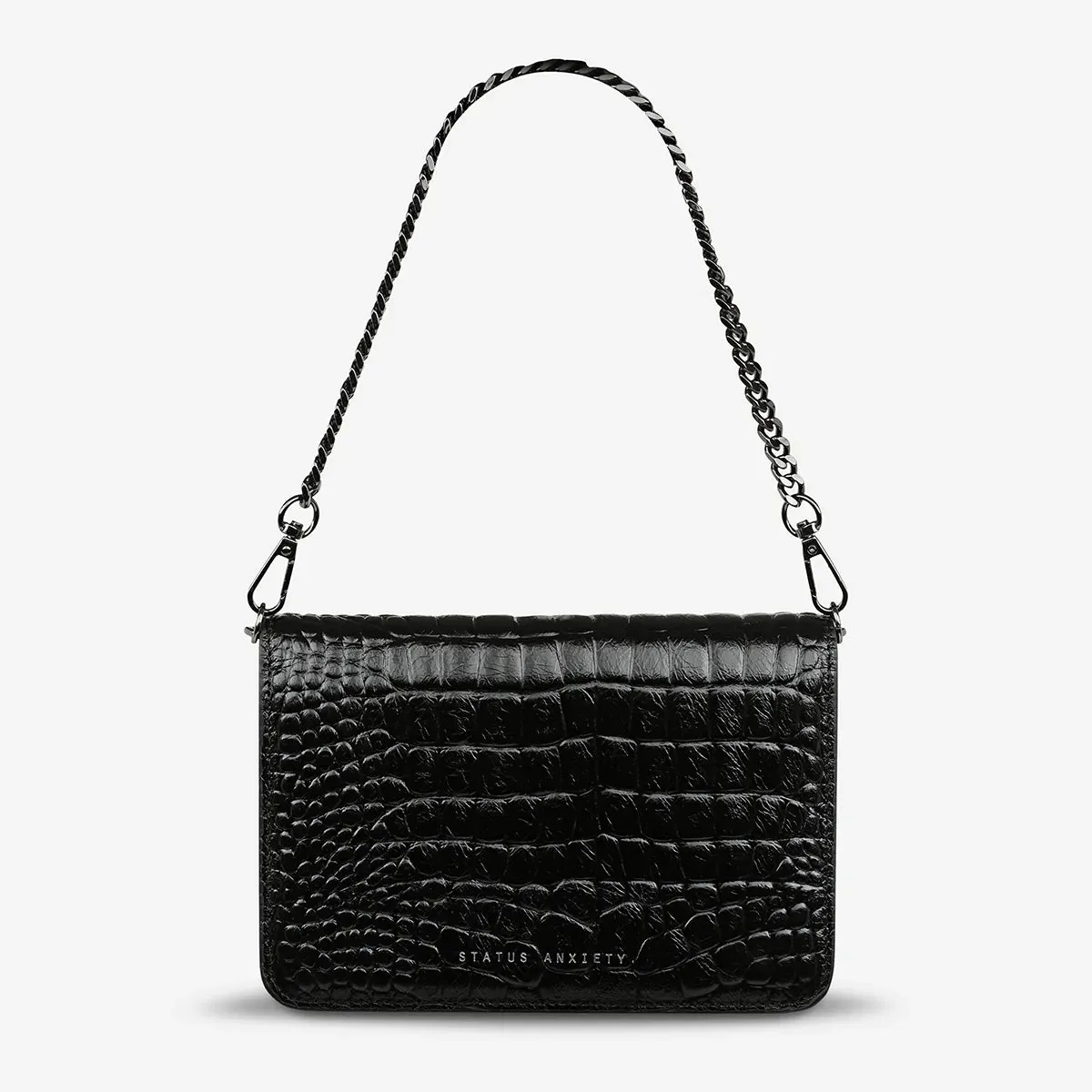 Status Anxiety She Burns Bag - Black Croc Emboss