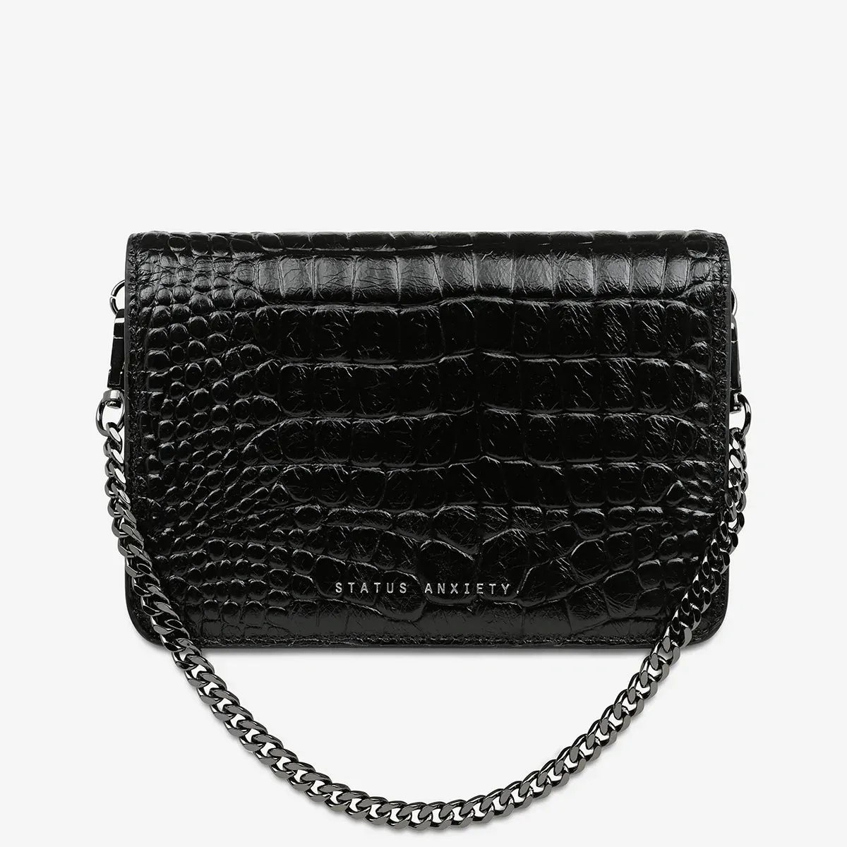 Status Anxiety She Burns Bag - Black Croc Emboss