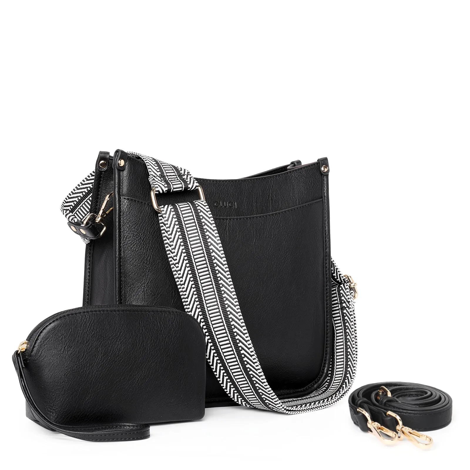 Stylish 2pcs Medium Hobo handbag and Crossbody Bag with 2 Adjust Guitar Strap