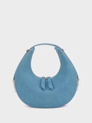 Suede Leather Half Moon Shoulder Bag 90s Crescent Armpit Bag Toni Bag