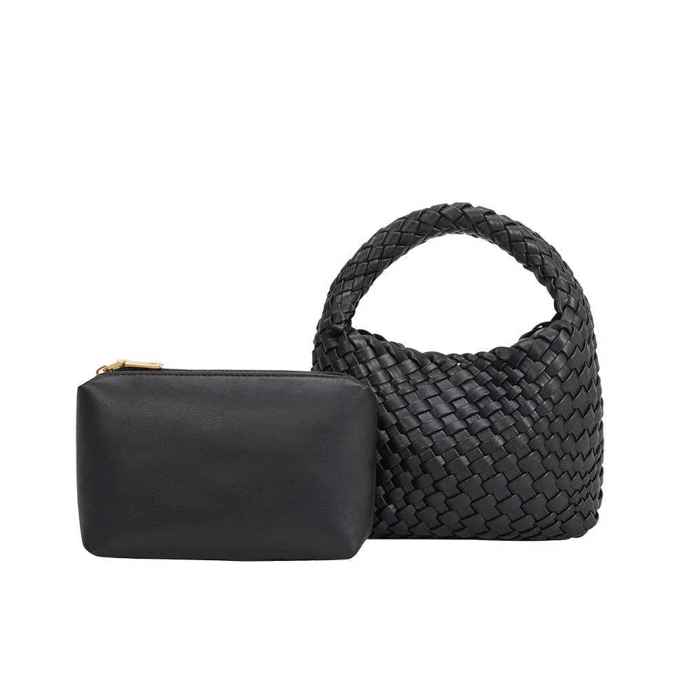 Sylvie Recycled Vegan Top Handle Bag in Black