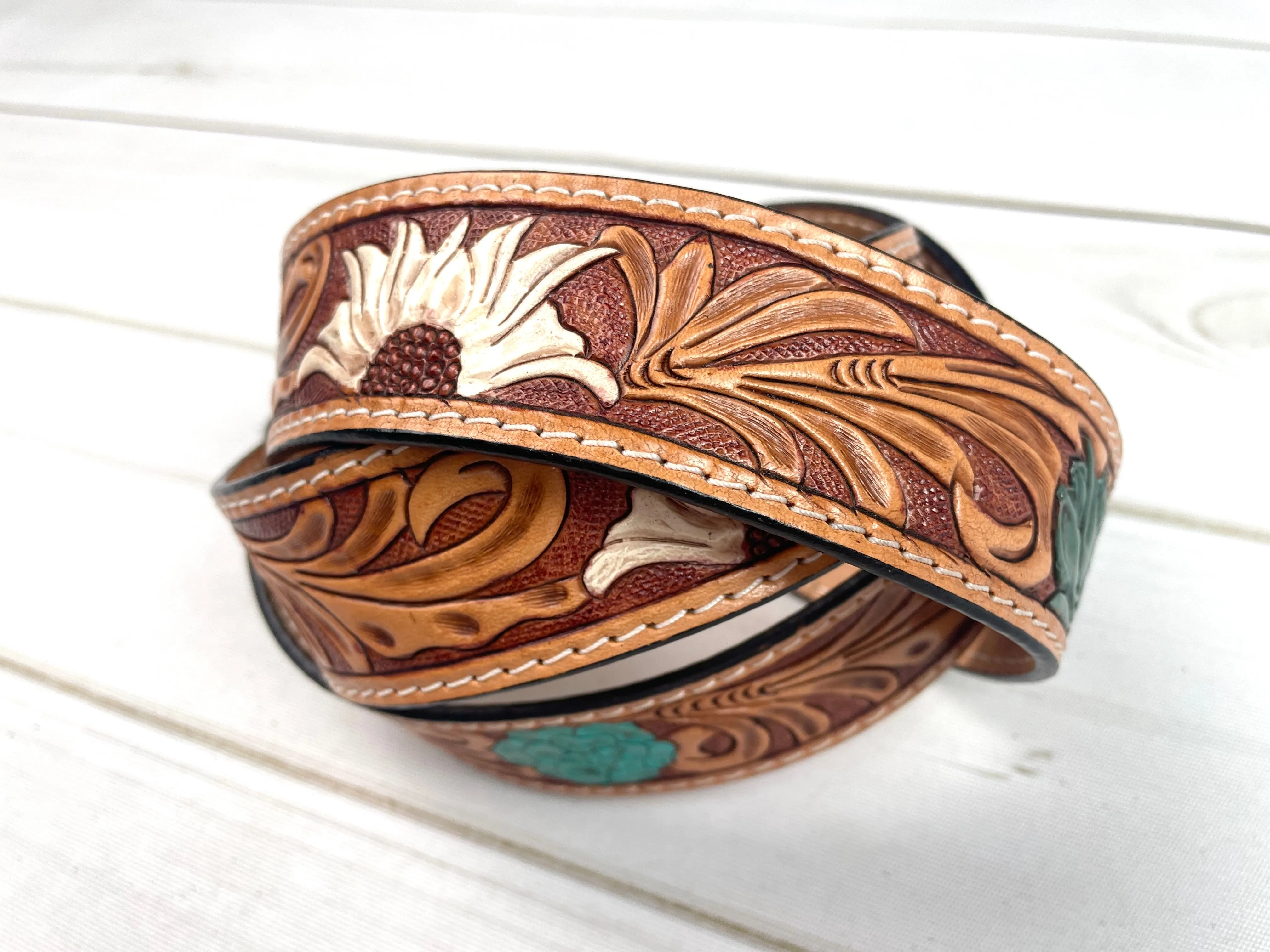 Teal White Floral Handbag Strap