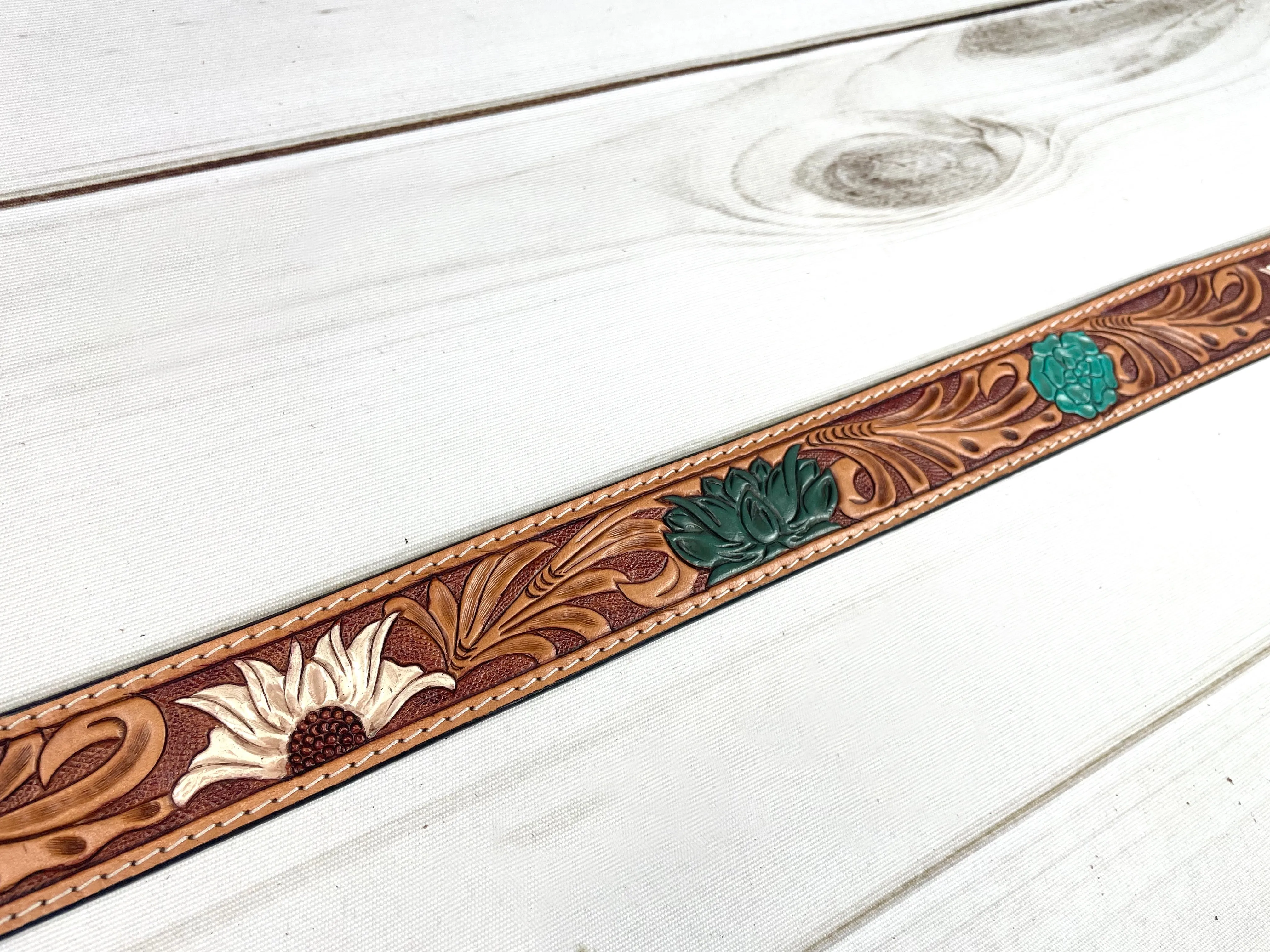 Teal White Floral Handbag Strap