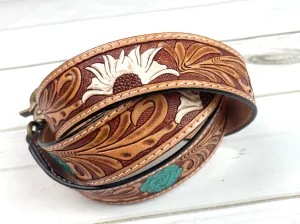 Teal White Floral Handbag Strap