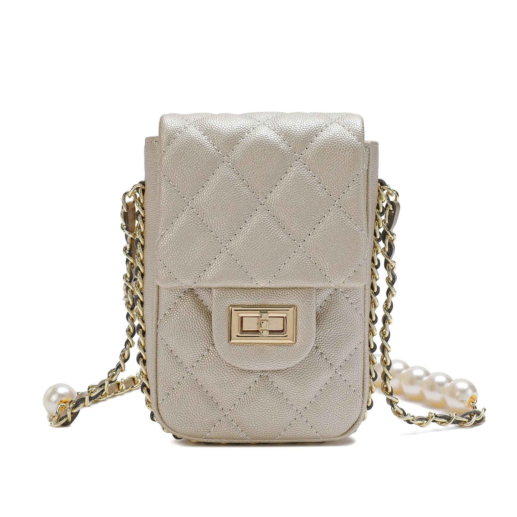 Tiffany & Fred Lizard Quilted Sheepskin Leather Crossbody Bag