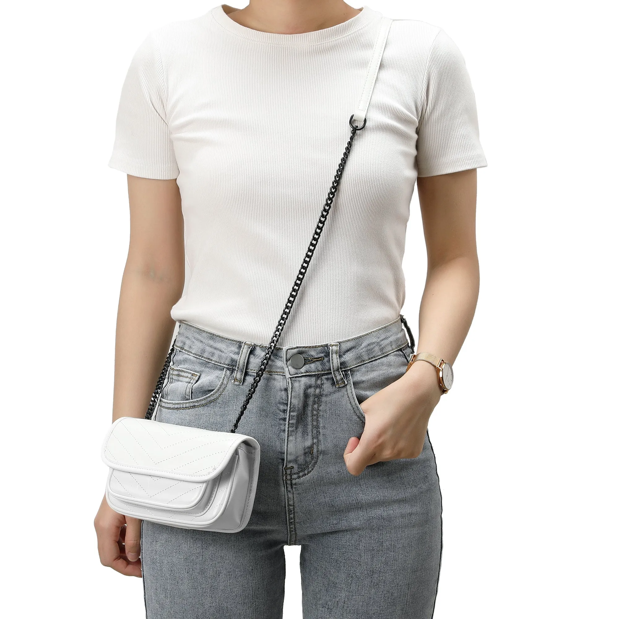 Tiffany & Fred Quilted Cracked Leather Crossbody Bag