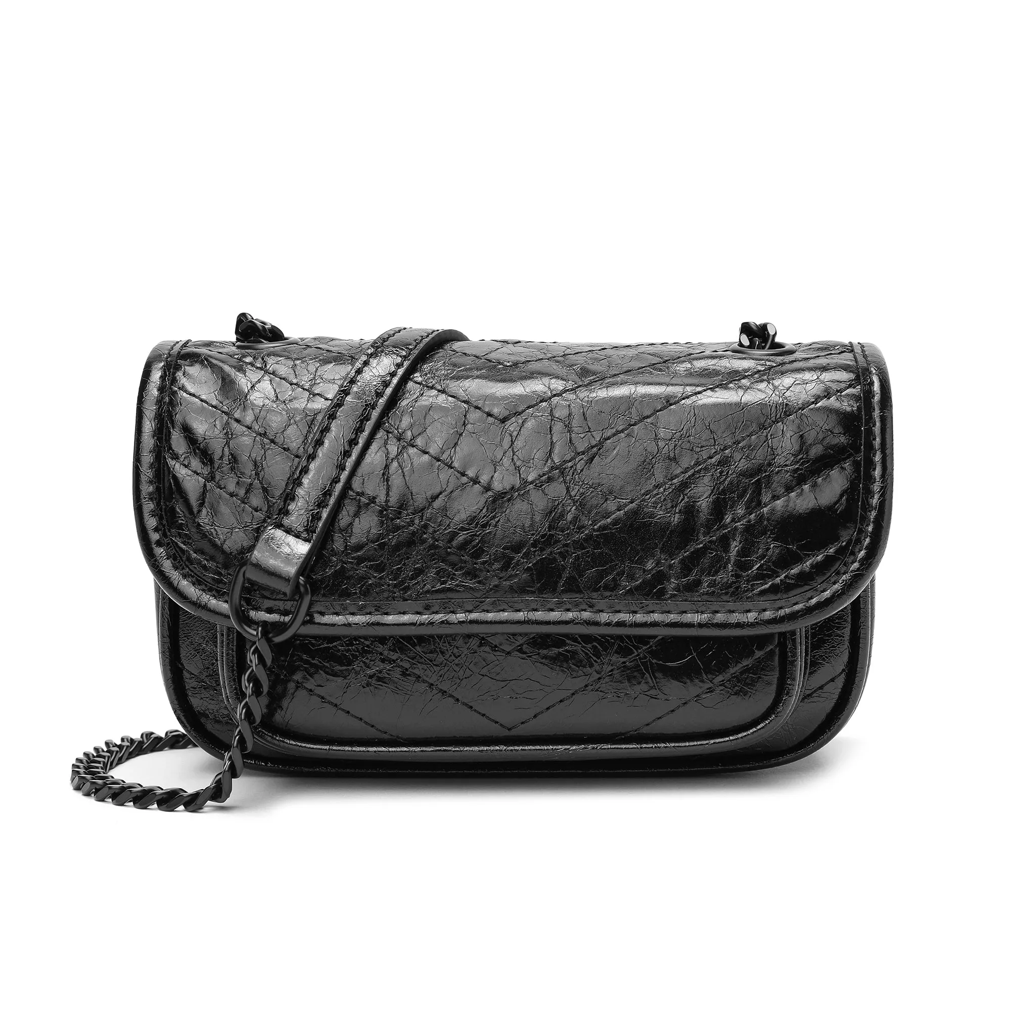 Tiffany & Fred Quilted Cracked Leather Crossbody Bag