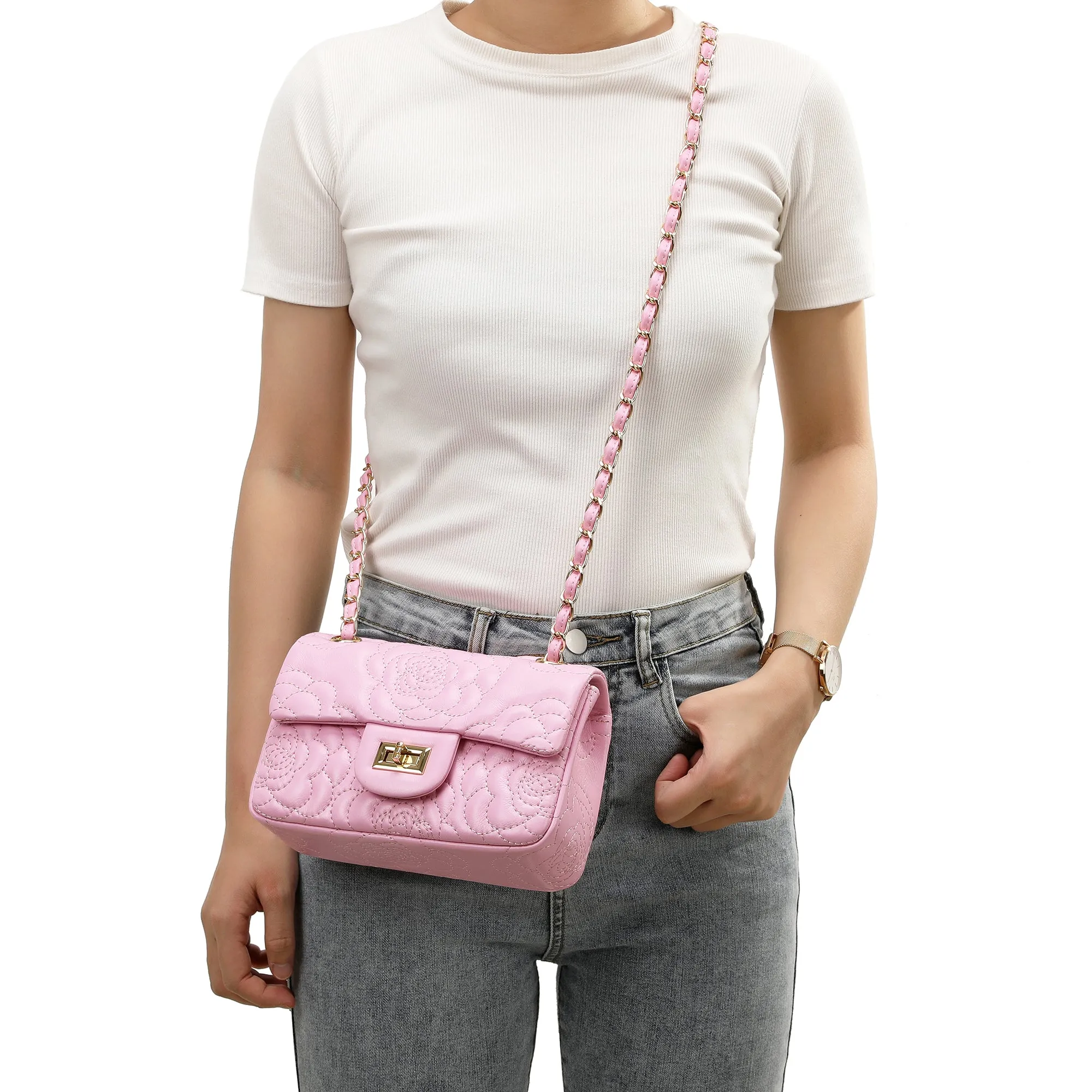 Tiffany & Fred  Quilted Sheepskin Crossbody
