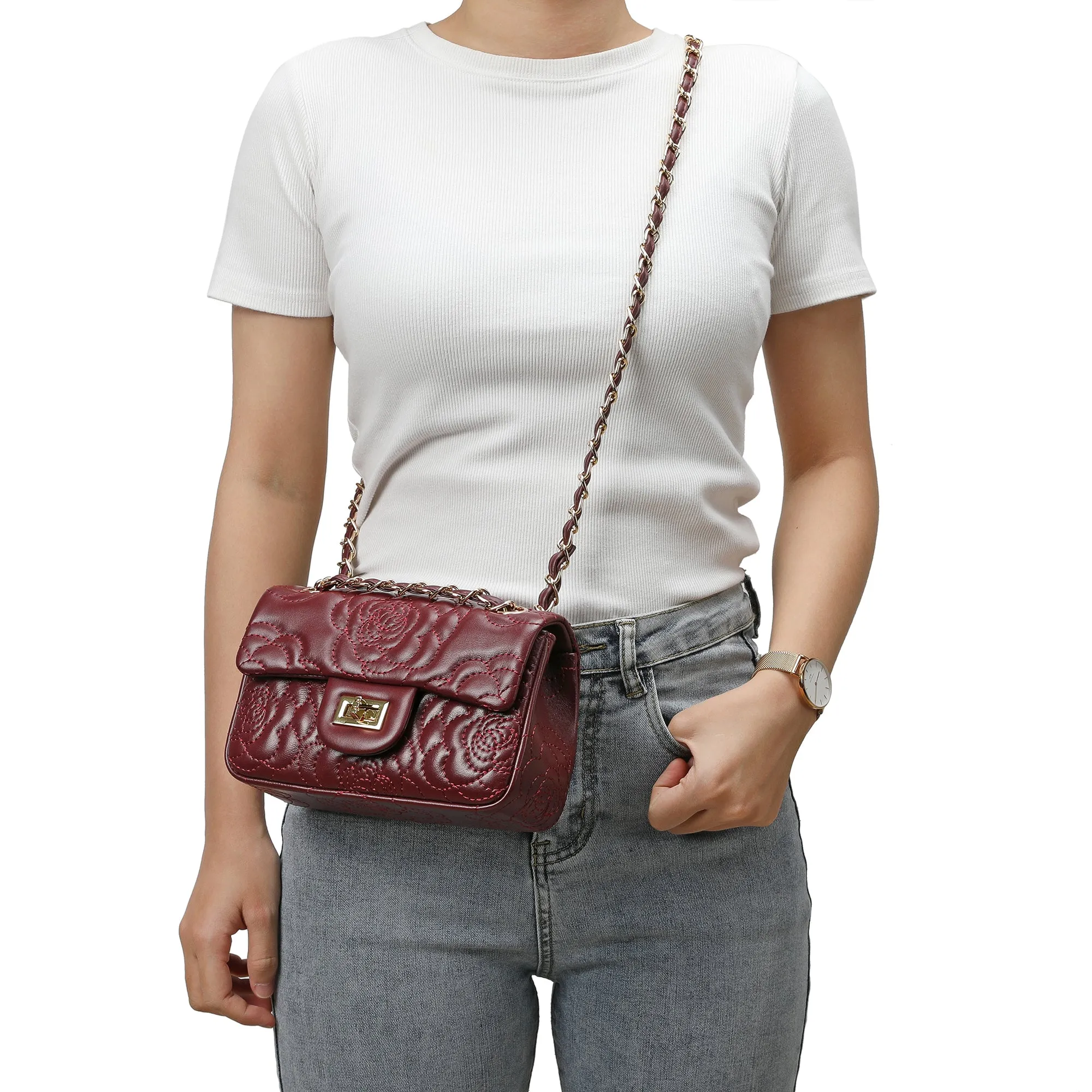 Tiffany & Fred  Quilted Sheepskin Crossbody