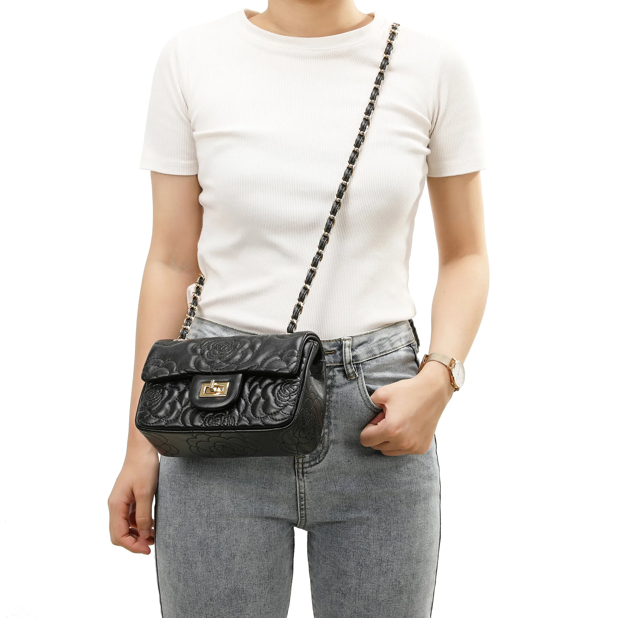Tiffany & Fred  Quilted Sheepskin Crossbody