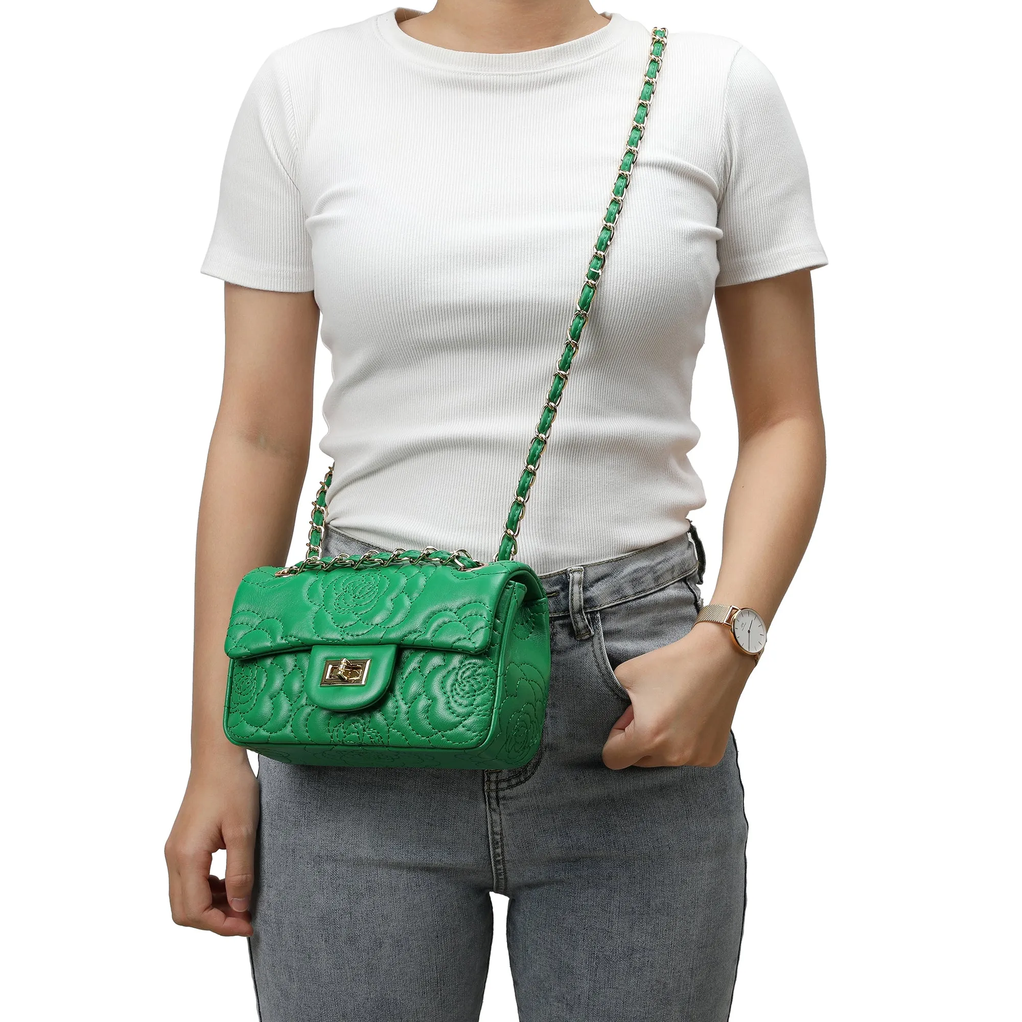 Tiffany & Fred  Quilted Sheepskin Crossbody
