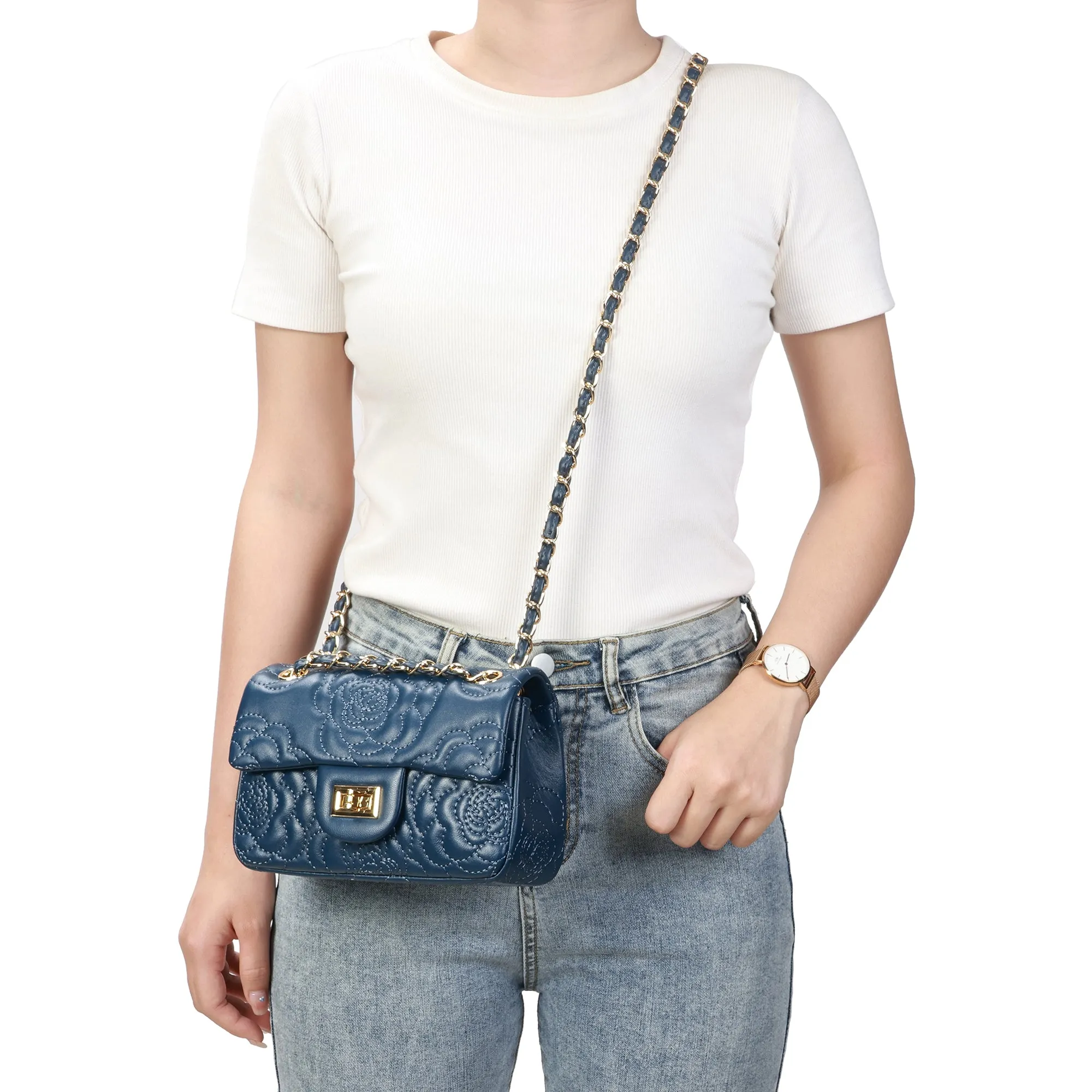 Tiffany & Fred  Quilted Sheepskin Crossbody