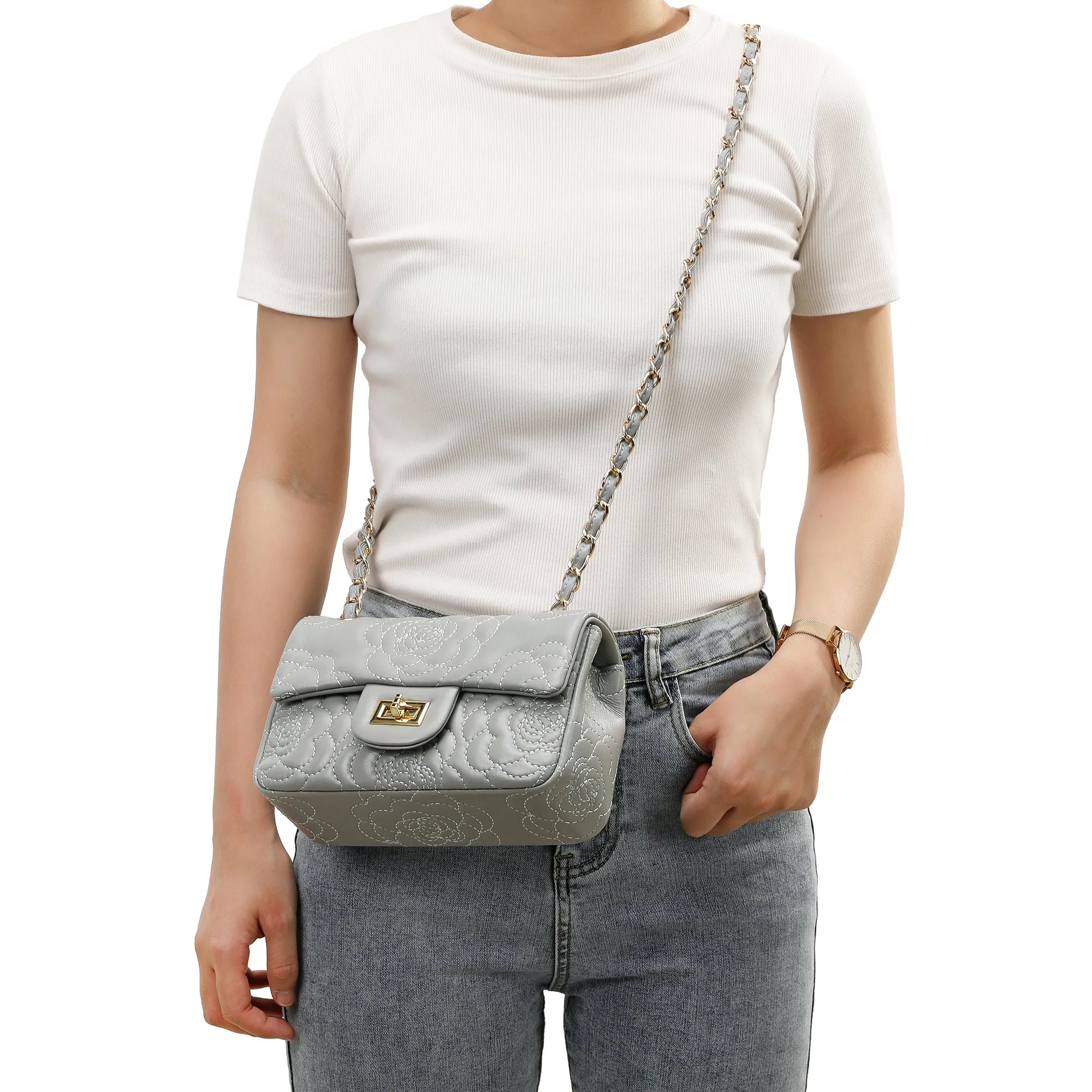 Tiffany & Fred  Quilted Sheepskin Crossbody