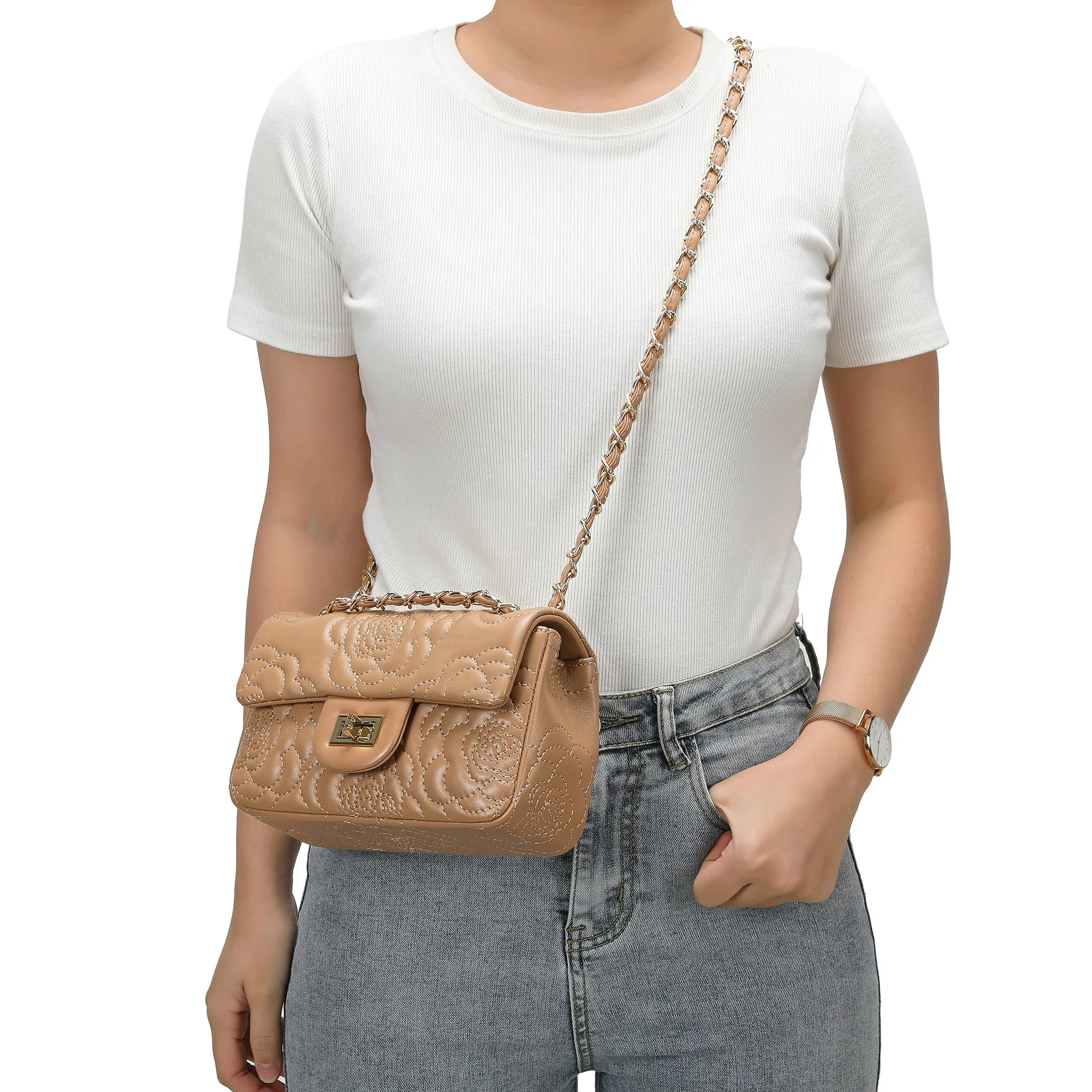 Tiffany & Fred  Quilted Sheepskin Crossbody