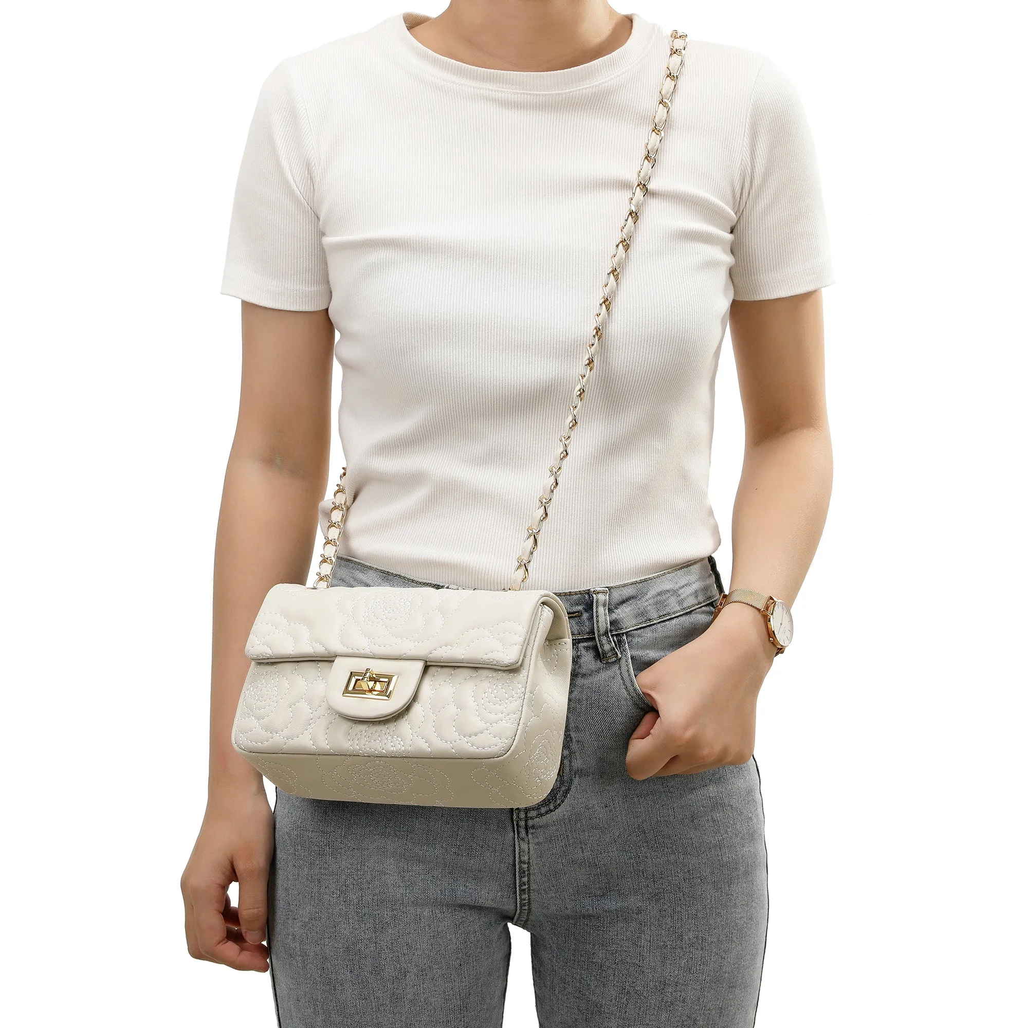 Tiffany & Fred  Quilted Sheepskin Crossbody