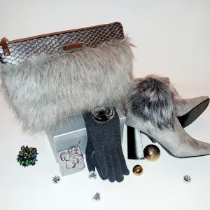 Tiffany Fur Shoulder Bag-Silver