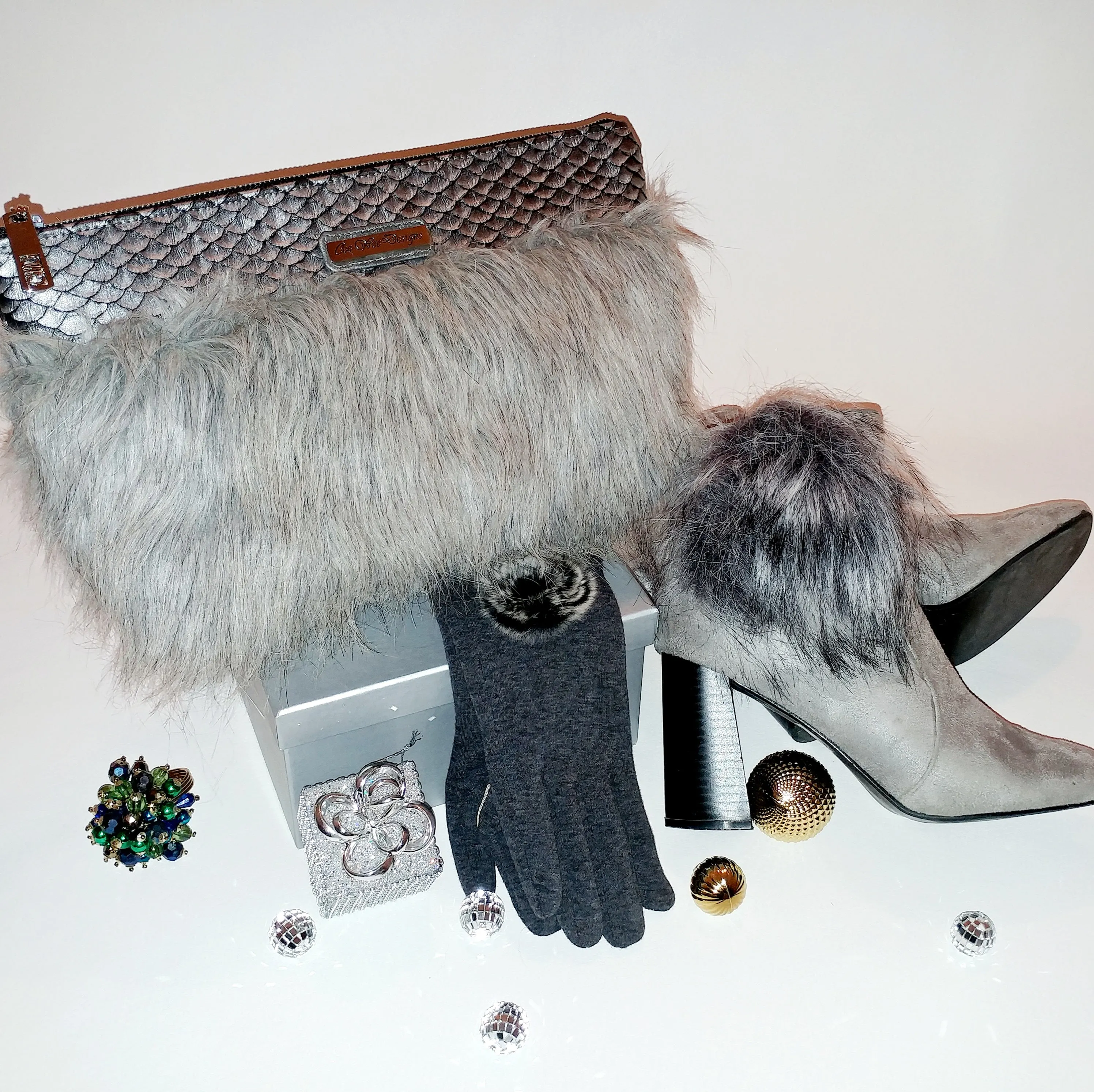 Tiffany Fur Shoulder Bag-Silver